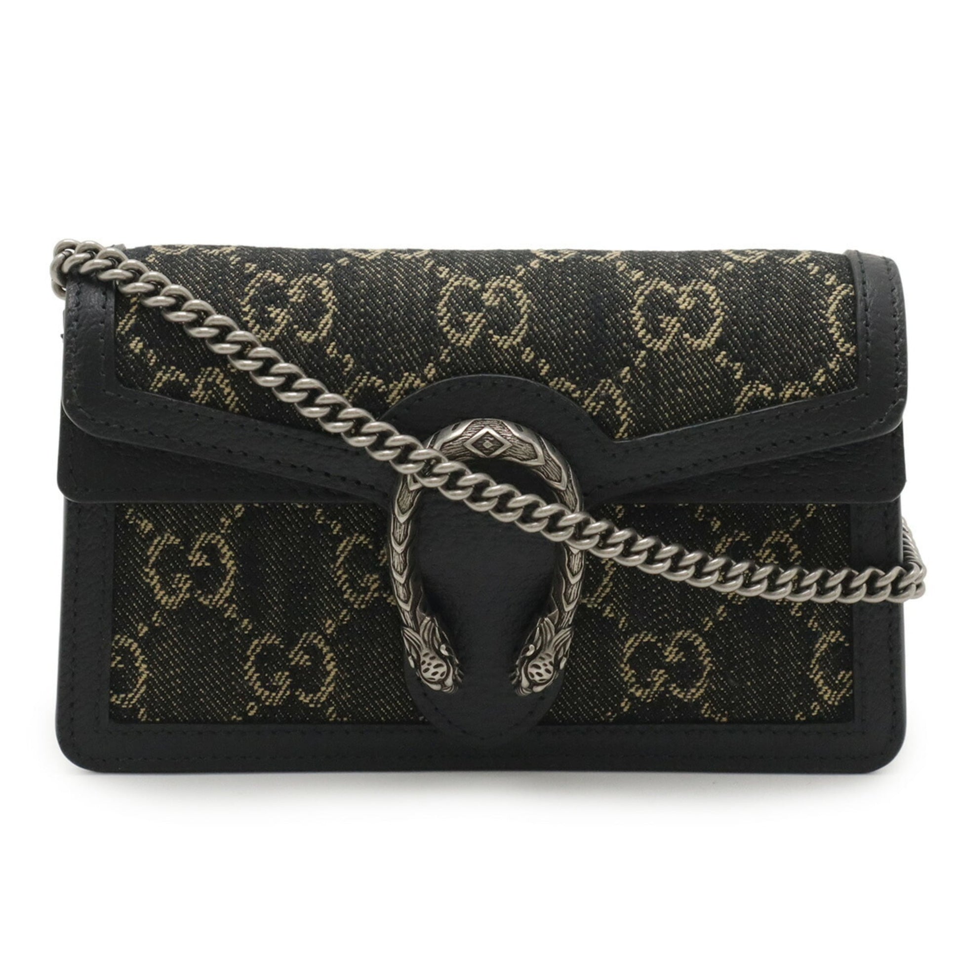Gucci Black Denim Leather Shoulder Bag