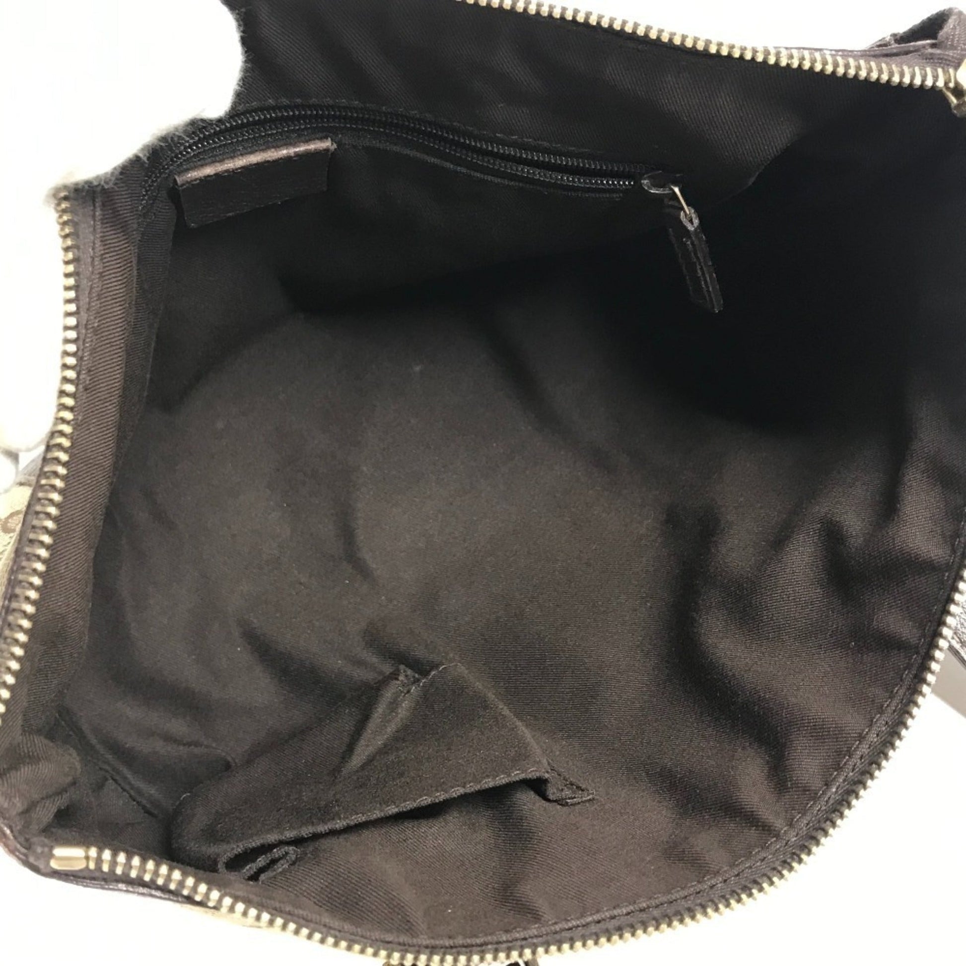 Gucci Beige Dark Brown Gg Canvas Leather Handbag Shoulder Bag Tote Bag
