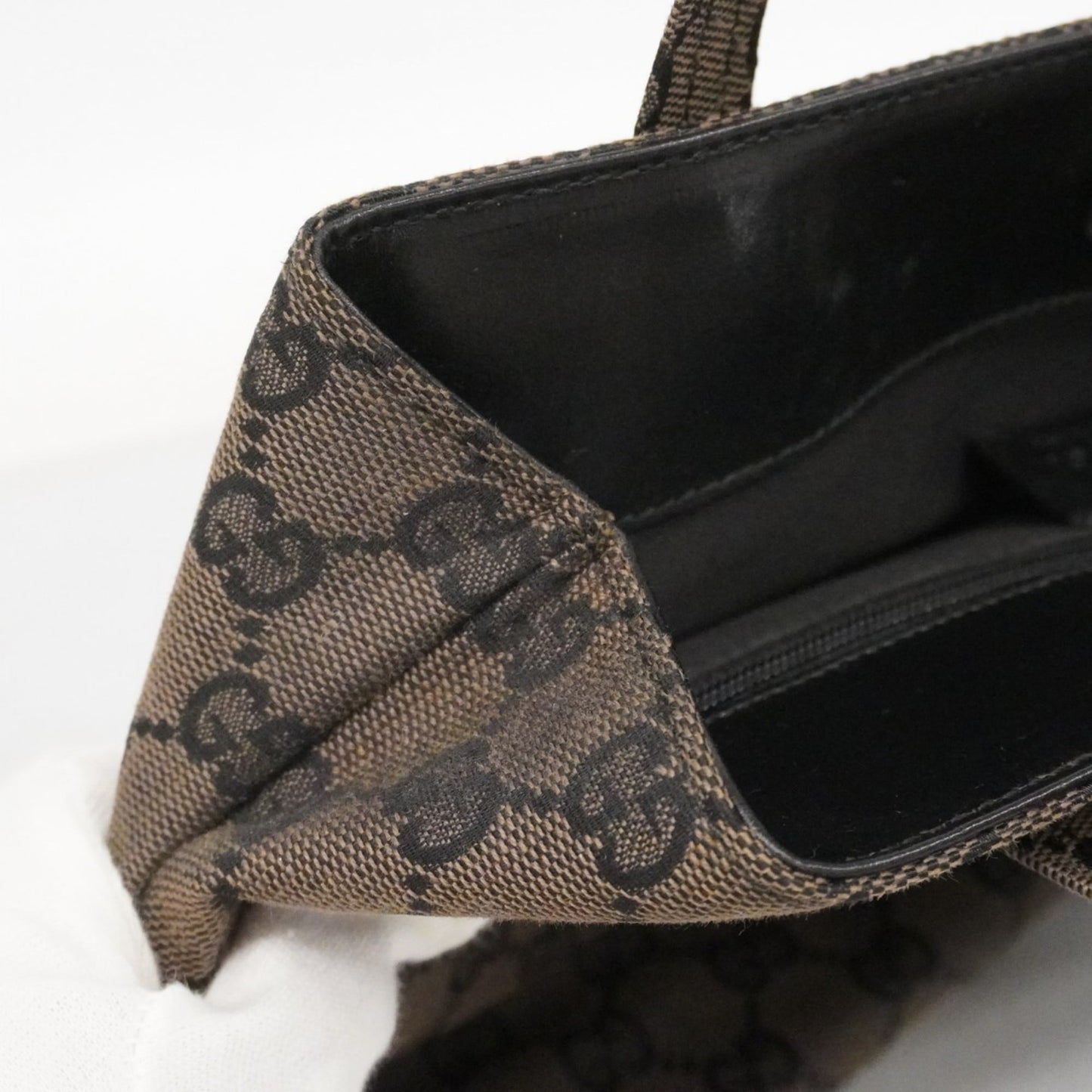Gucci Black Brown Canvas Handbag