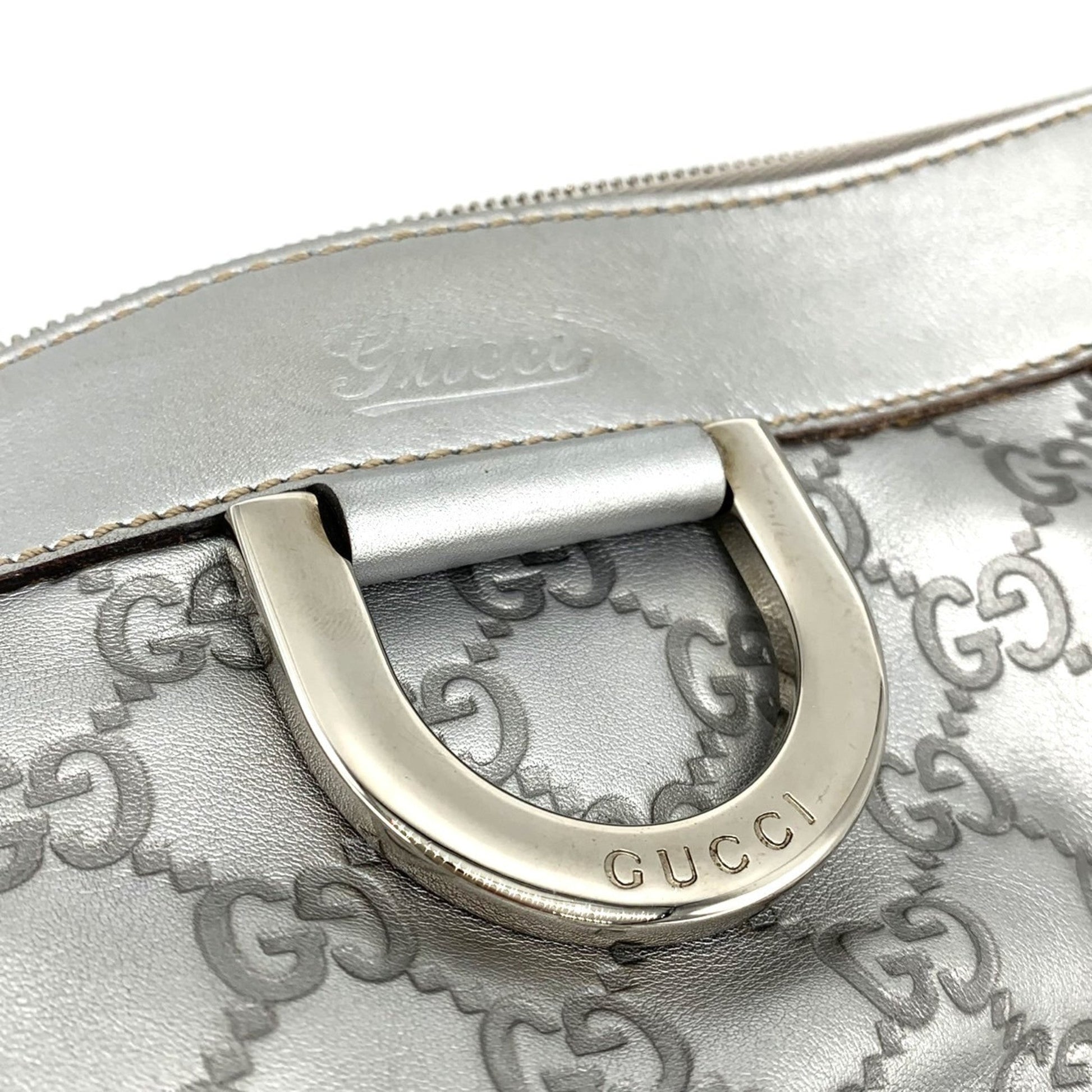 Gucci Abbey Silver Leather Shoulder Bag