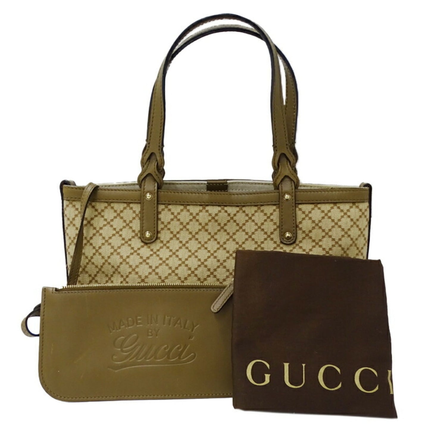 Gucci Diamante Beige Khaki Canvas Tote Bag