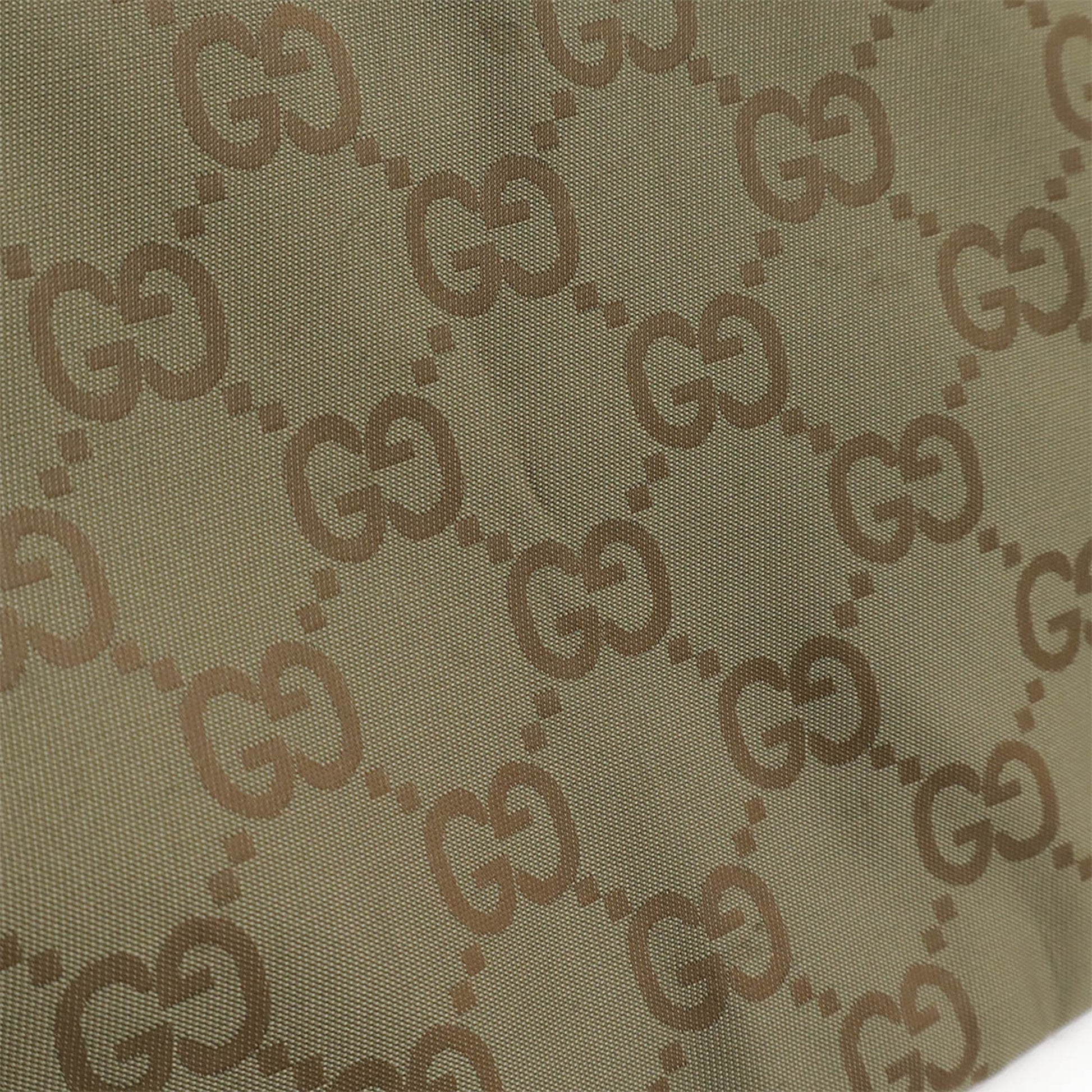 Gucci Green Khaki Nylon Leather Clutch Bag Pouch