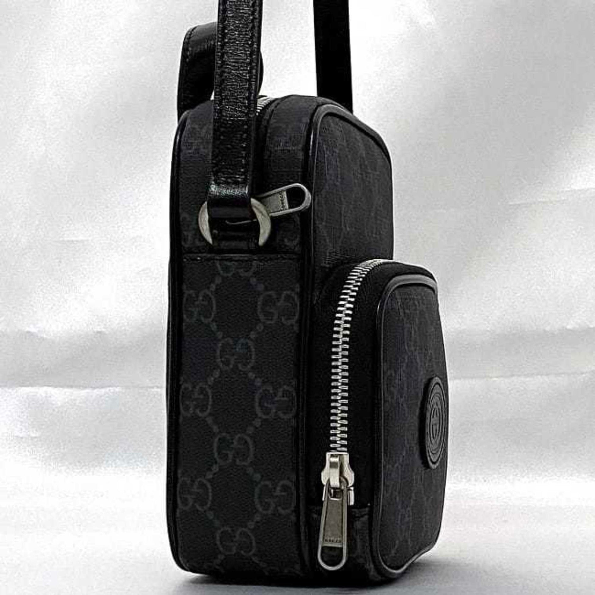 Gucci Black Pvc Leather Pochette Shoulder Bag