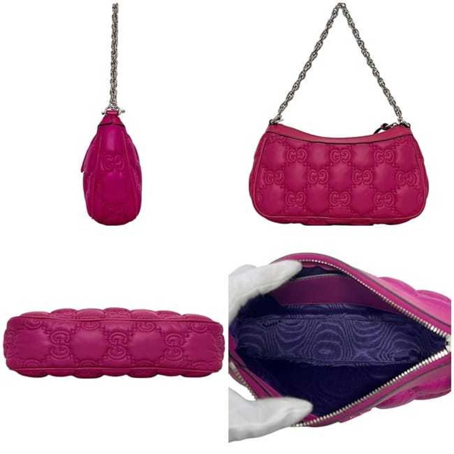 Gucci Pink Nylon Leather Canvas Shoulder Bag
