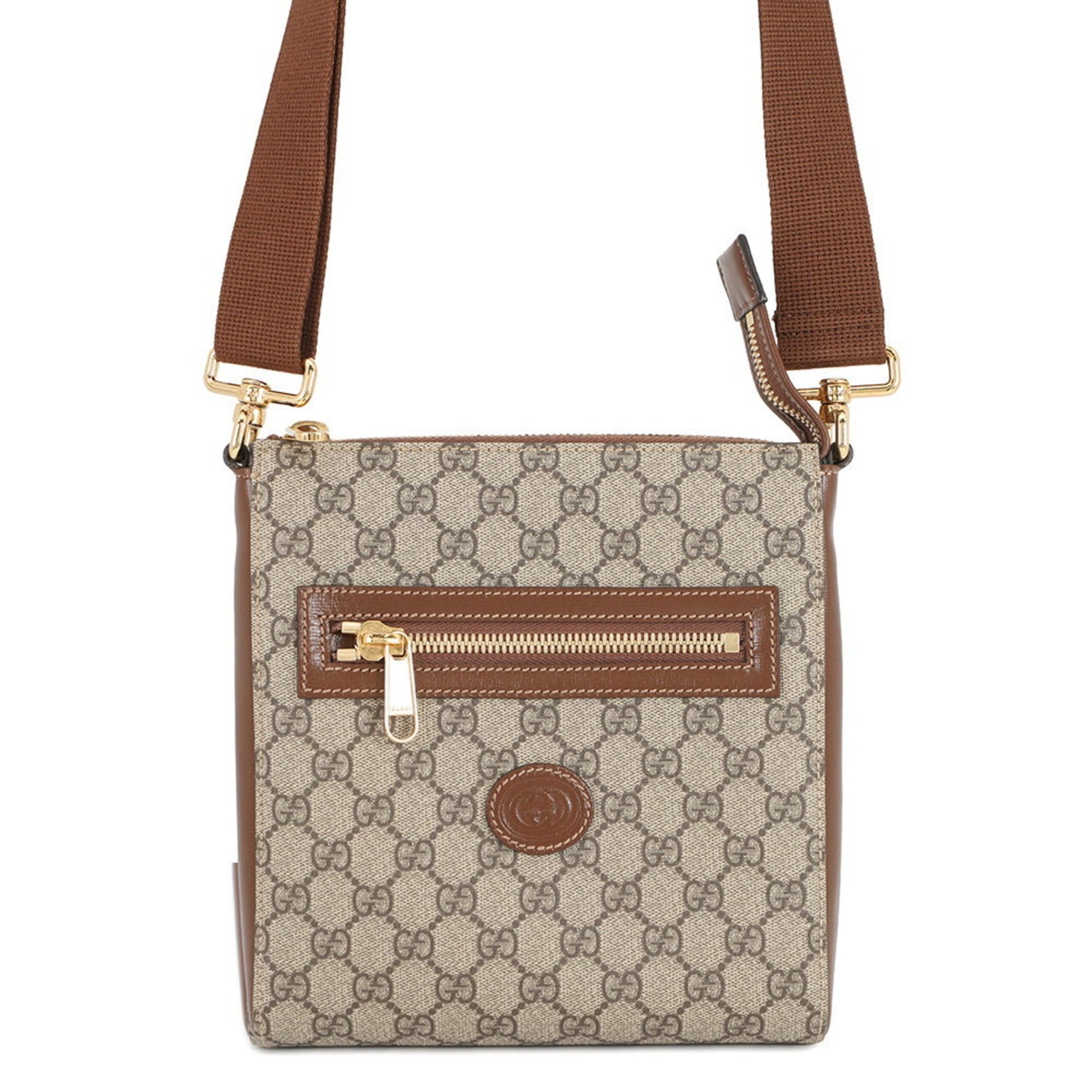 Gucci Beige Brown Gg Supreme Leather Messenger Bag Shoulder Bag