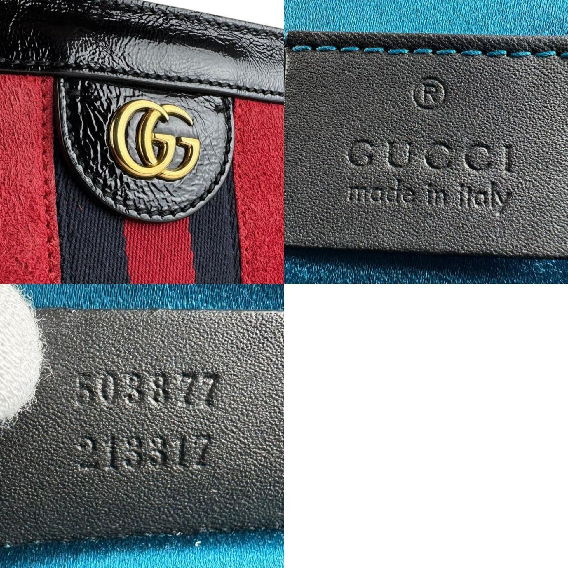 Gucci Black Red Color Suede Patent Leather Shoulder Bag
