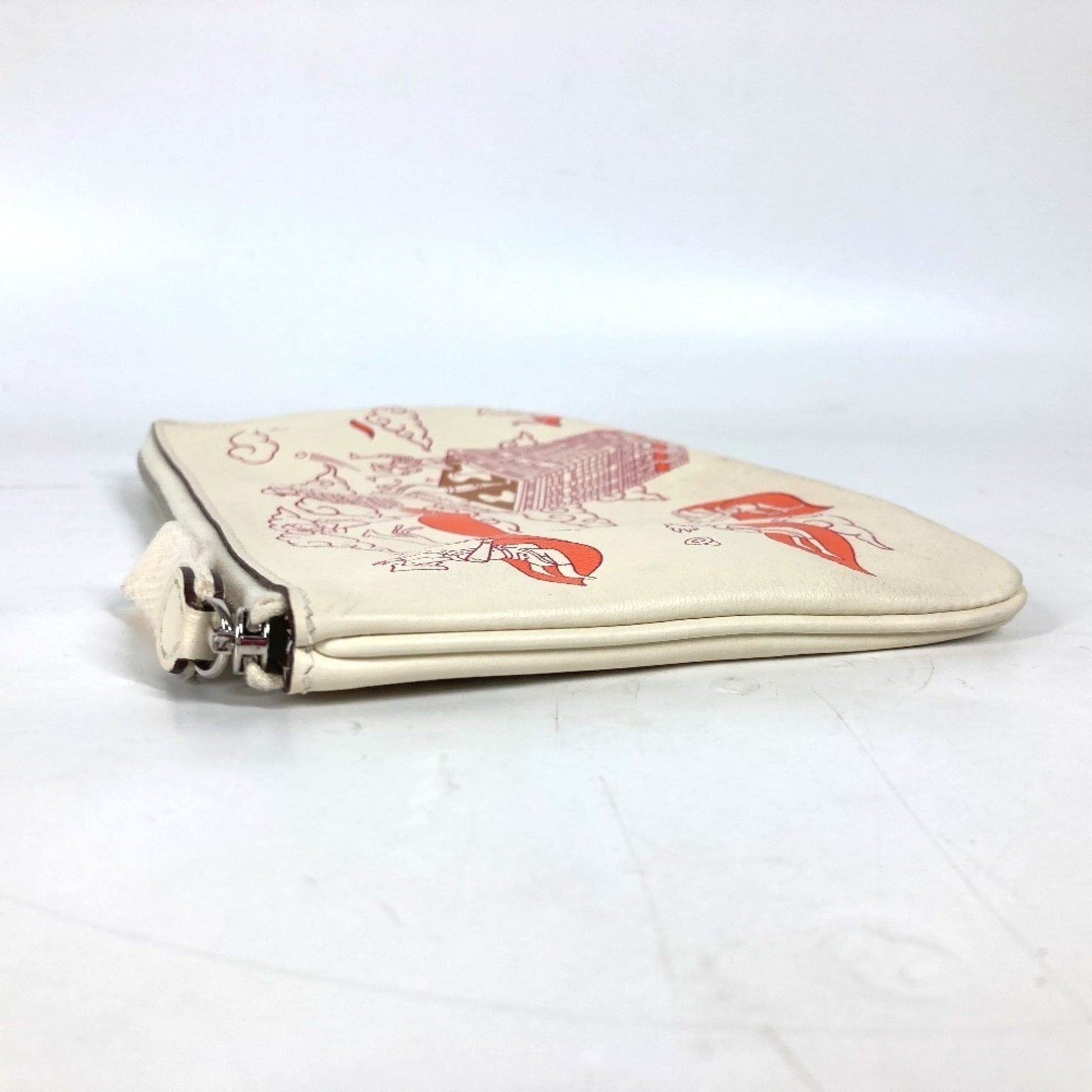 Hermes Ivory Clutch Bag Pouch Leather