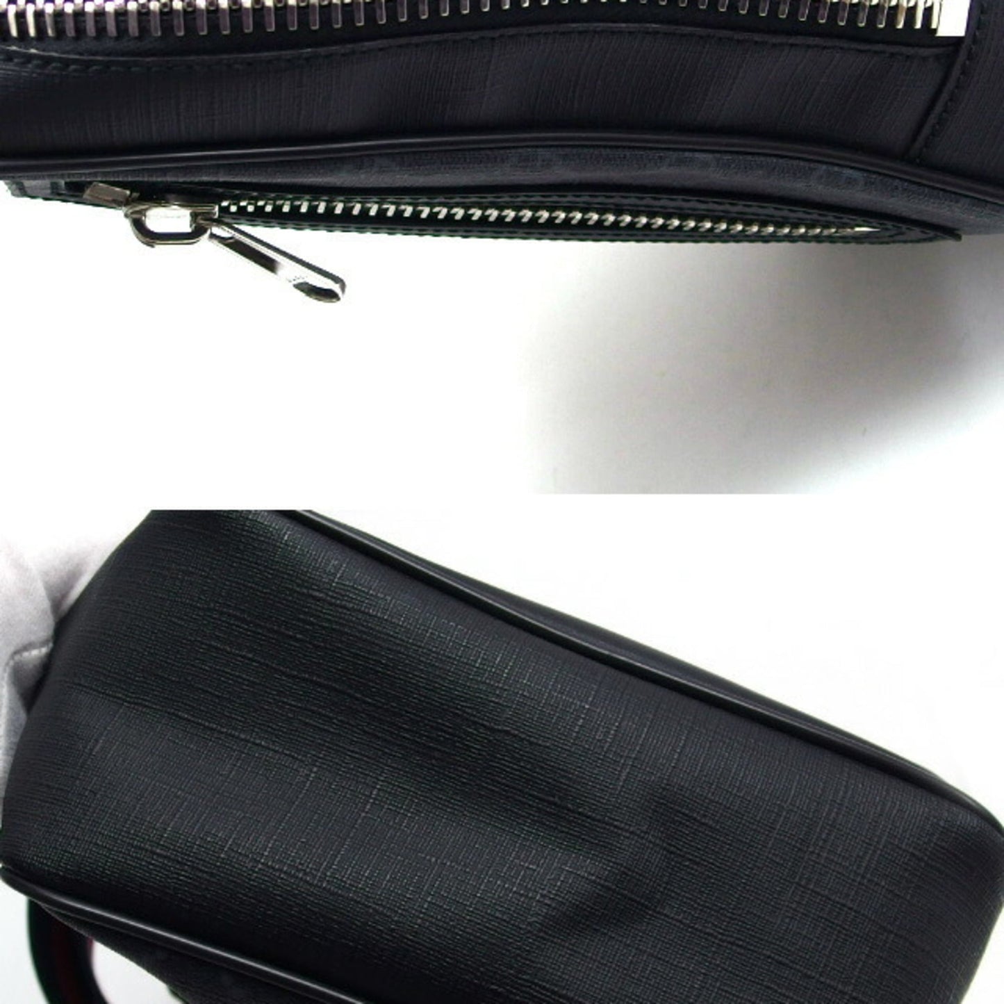 Gucci Black Navy Red Color Coated Canvas Leather Shoulder Bag Sling Bag