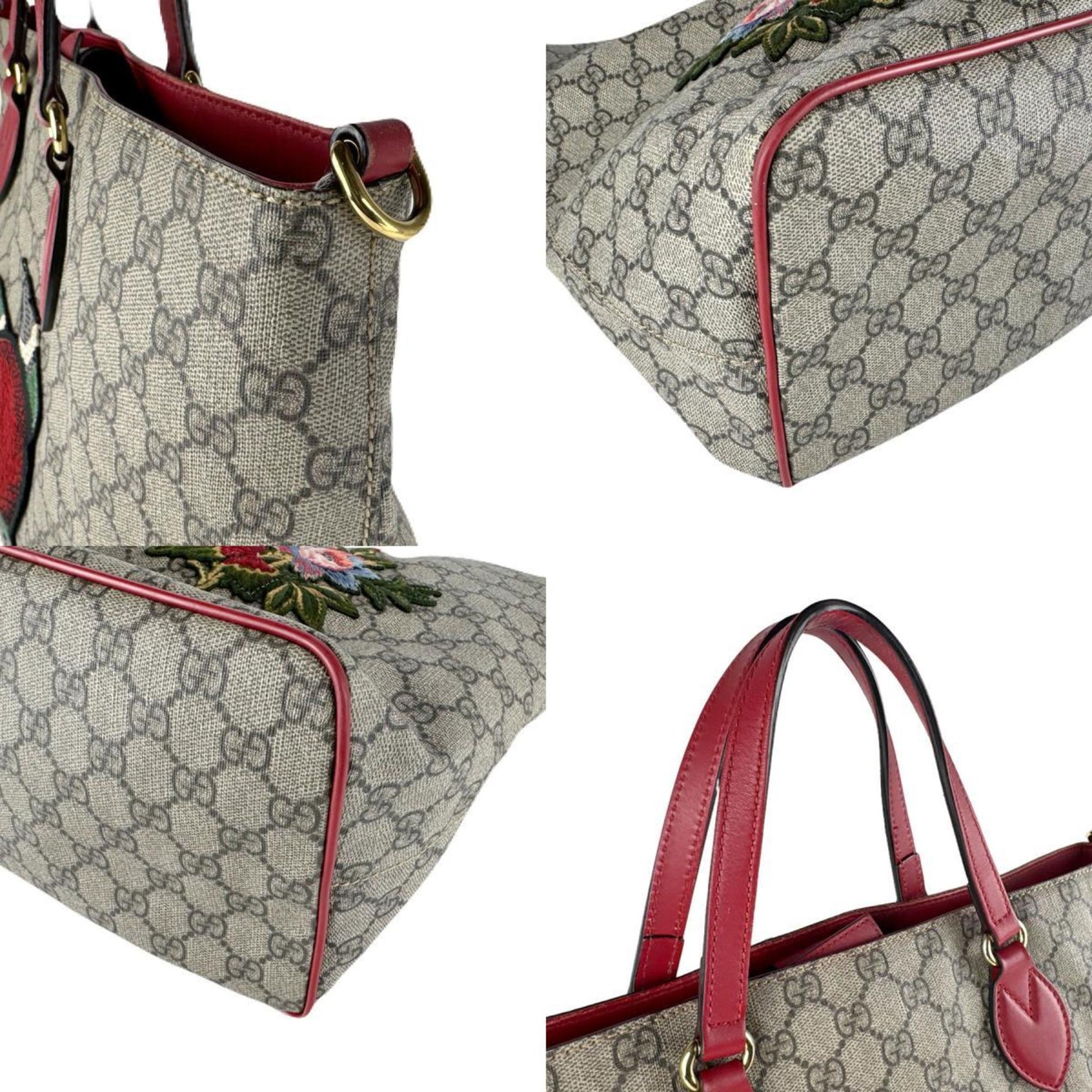 Gucci Brown Red Color Gg Supreme Handbag Shoulder Bag