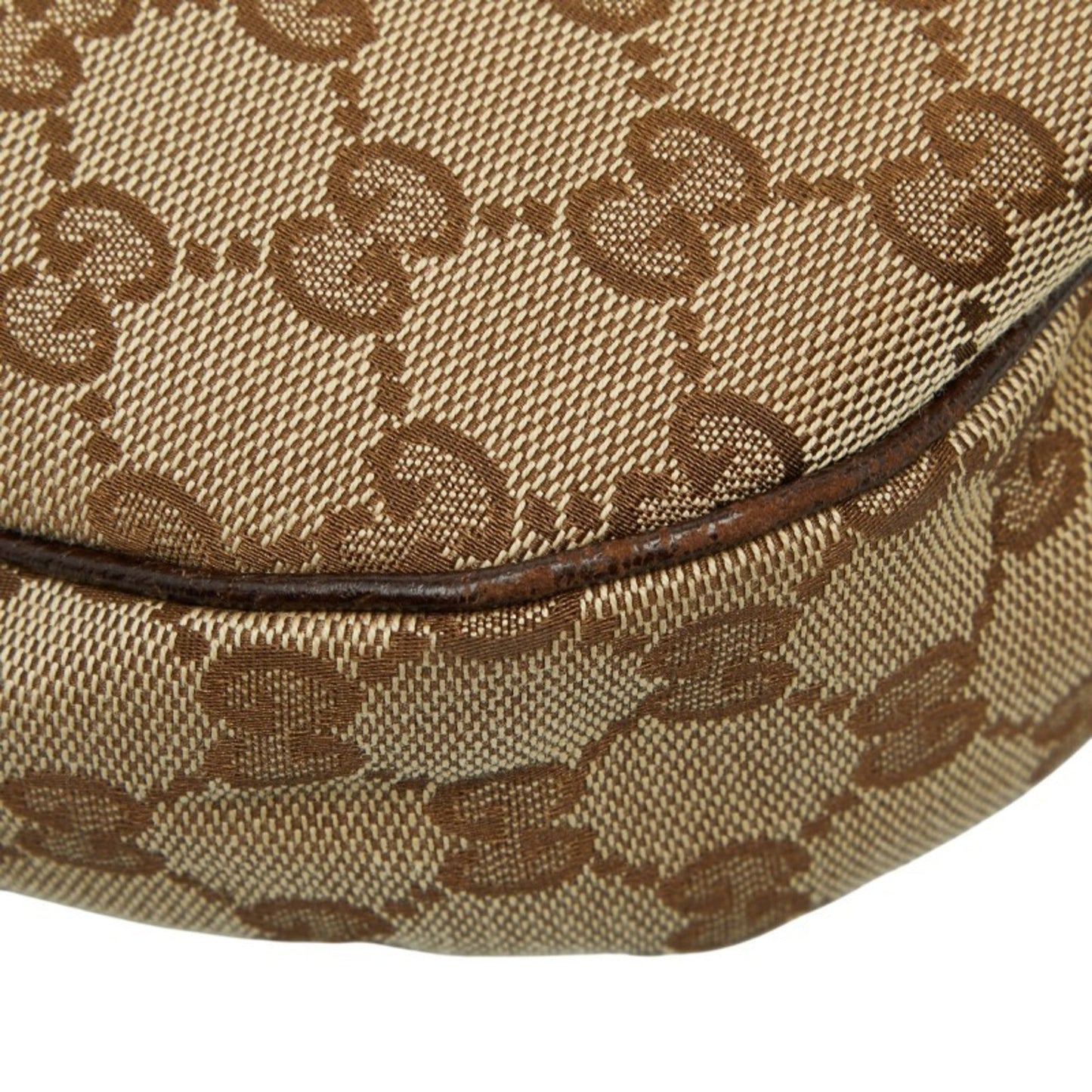 Gucci Beige Brown Canvas Leather Shoulder Bag