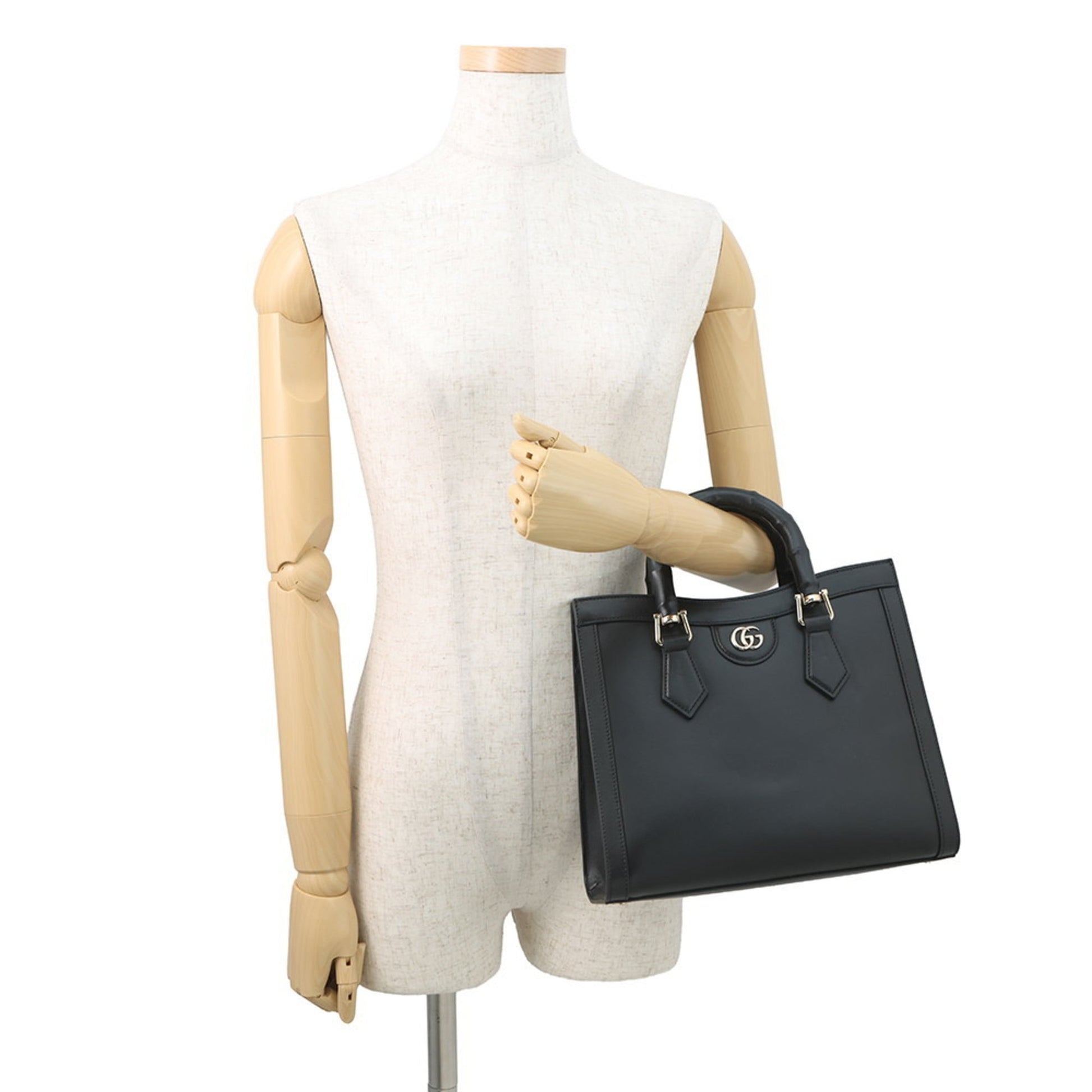 Gucci Black Leather Handbag Shoulder Bag Tote Bag