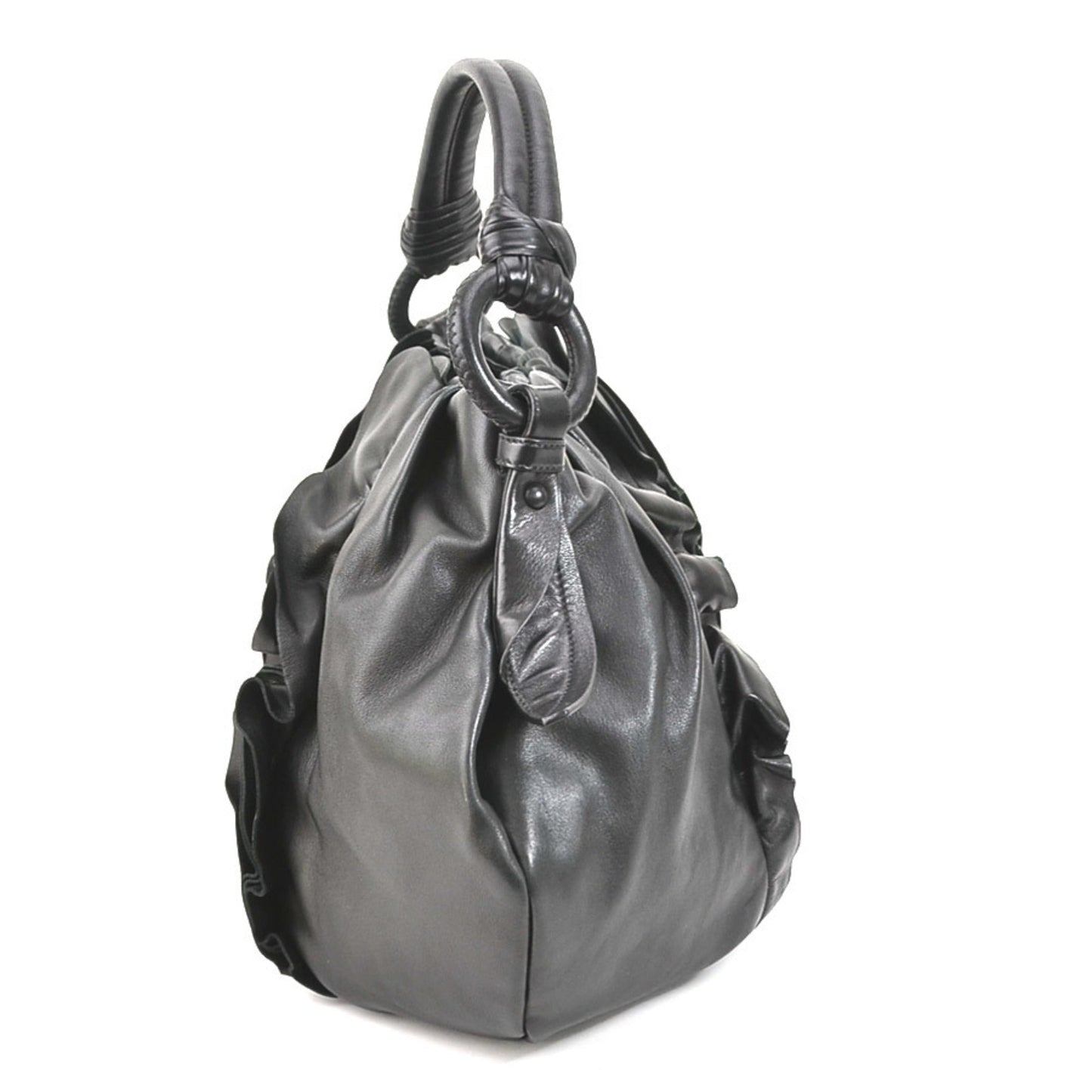 Prada Shoulder Bag Ladies Leather Black Silver
