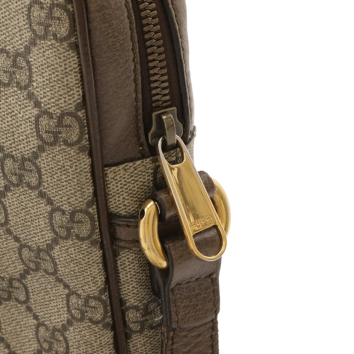 Gucci Beige Brown Gg Supreme Canvas Leather Pvc Coated Canvas Shoulder Bag