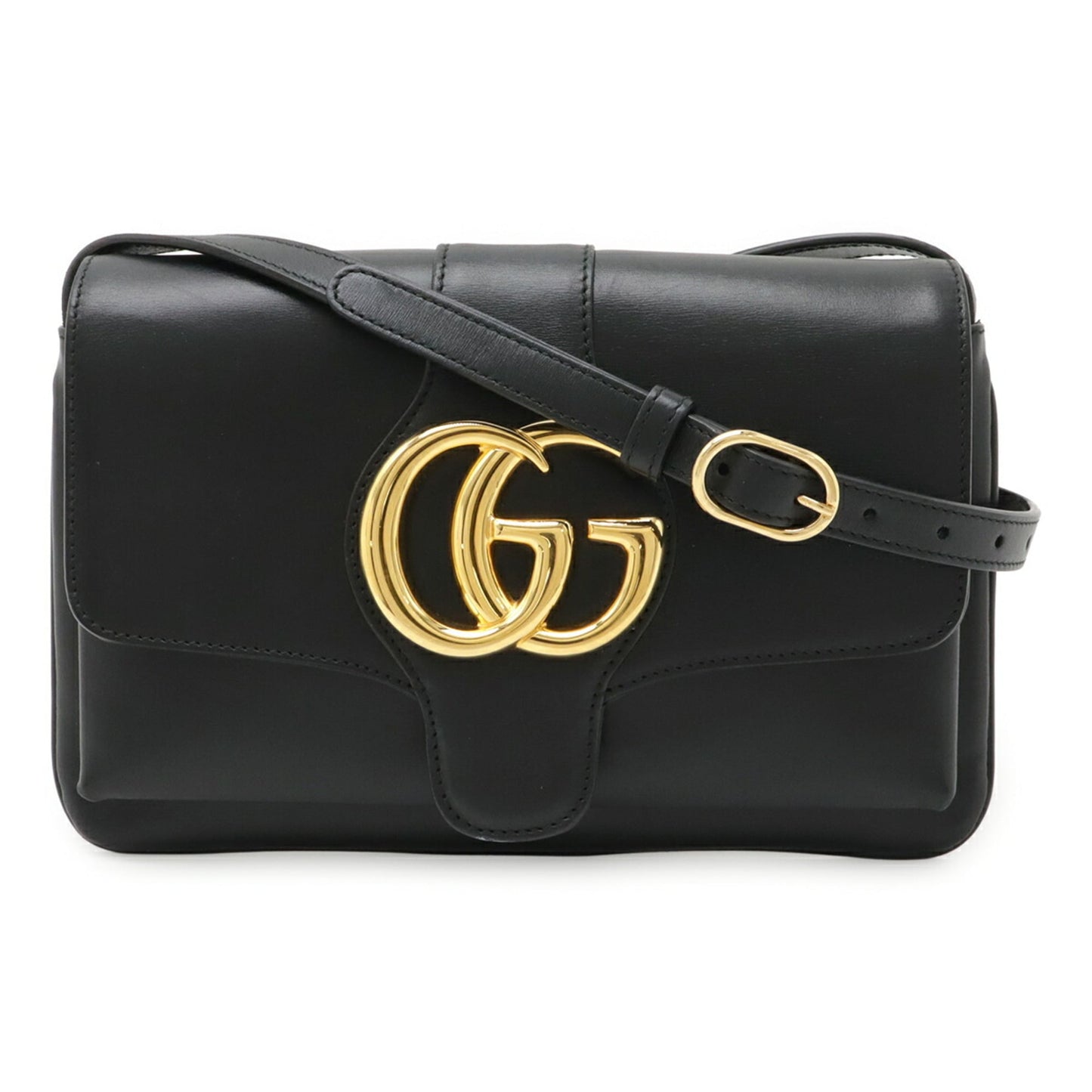 Gucci Gg Marmont Black Leather Pochette Shoulder Bag