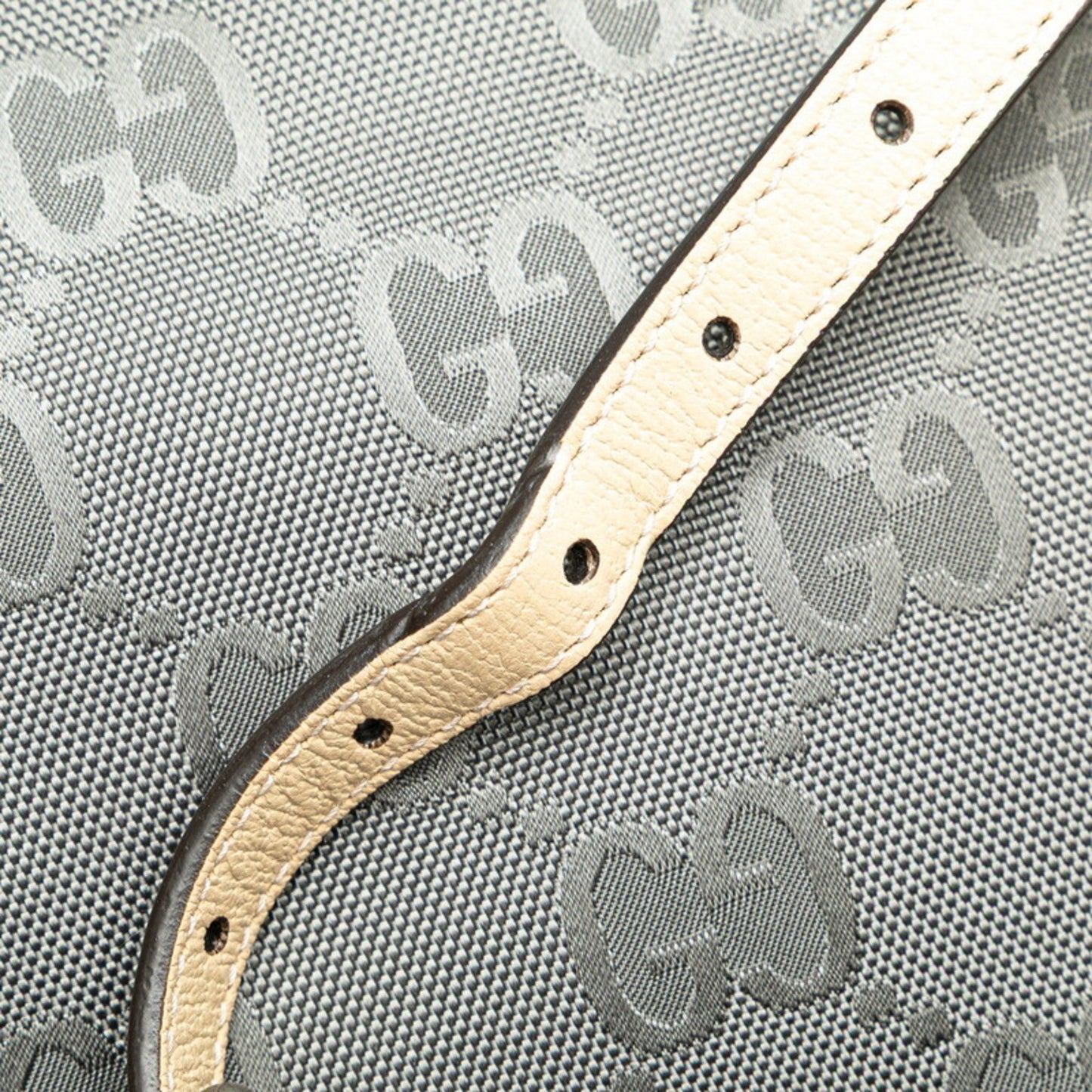 Gucci Beige Gray Nylon Leather Handbag Shoulder Bag