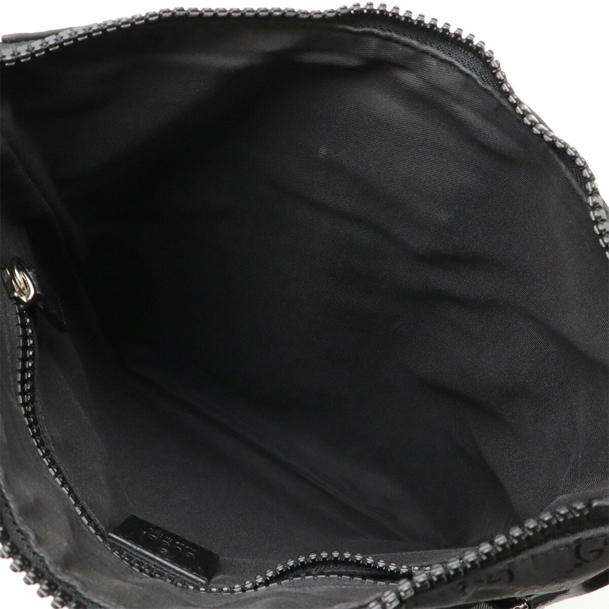 Gucci Black Gray Nylon Leather Shoulder Bag