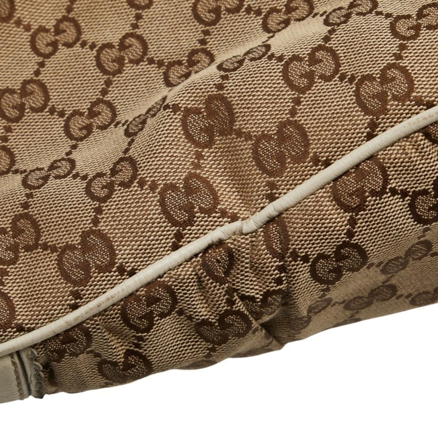Gucci Gg Canvas Beige White Gg Canvas Leather Shoulder Bag Tote Bag