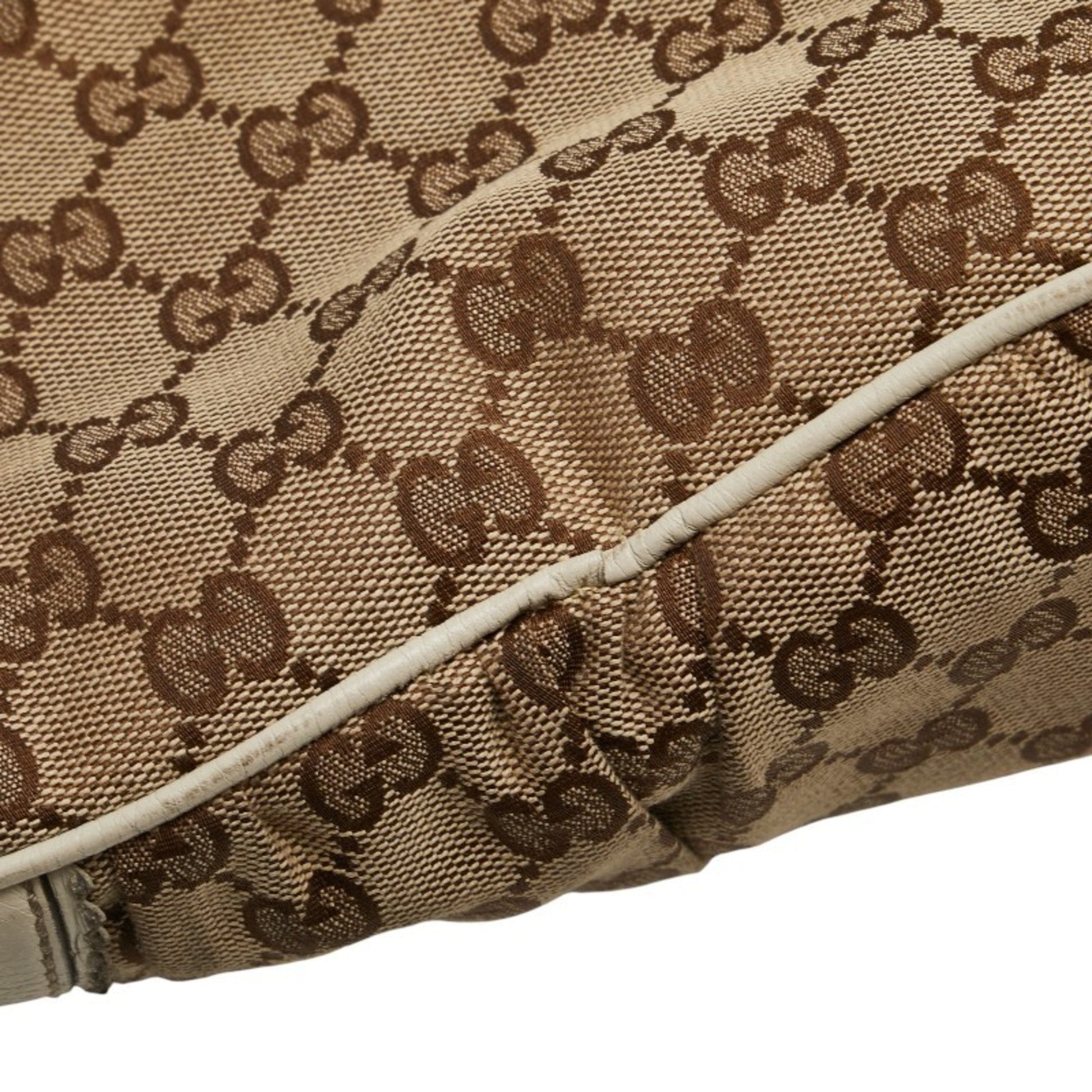 Gucci Gg Canvas Beige White Gg Canvas Leather Shoulder Bag Tote Bag