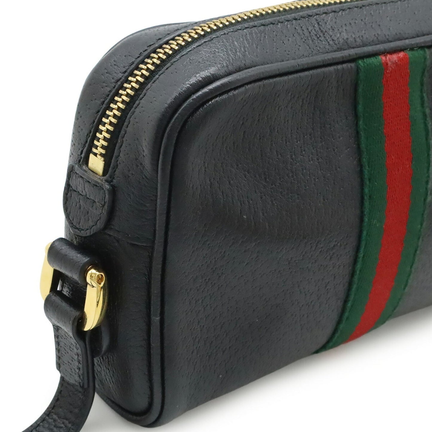 Gucci Black Green Red Color Leather Pochette Shoulder Bag