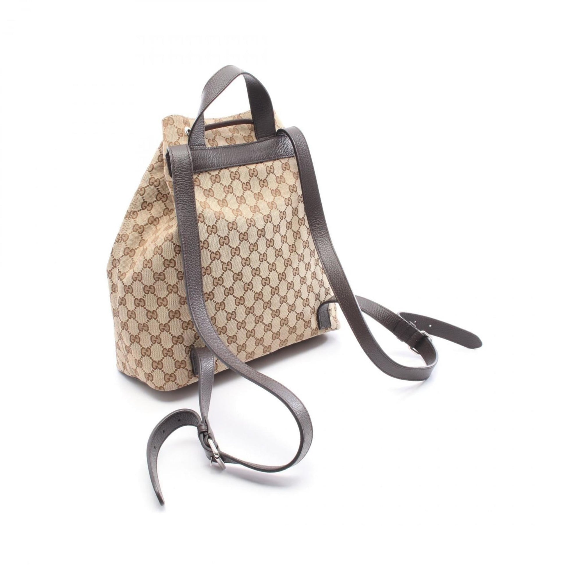 Gucci Beige Brown Gg Canvas Leather Backpack