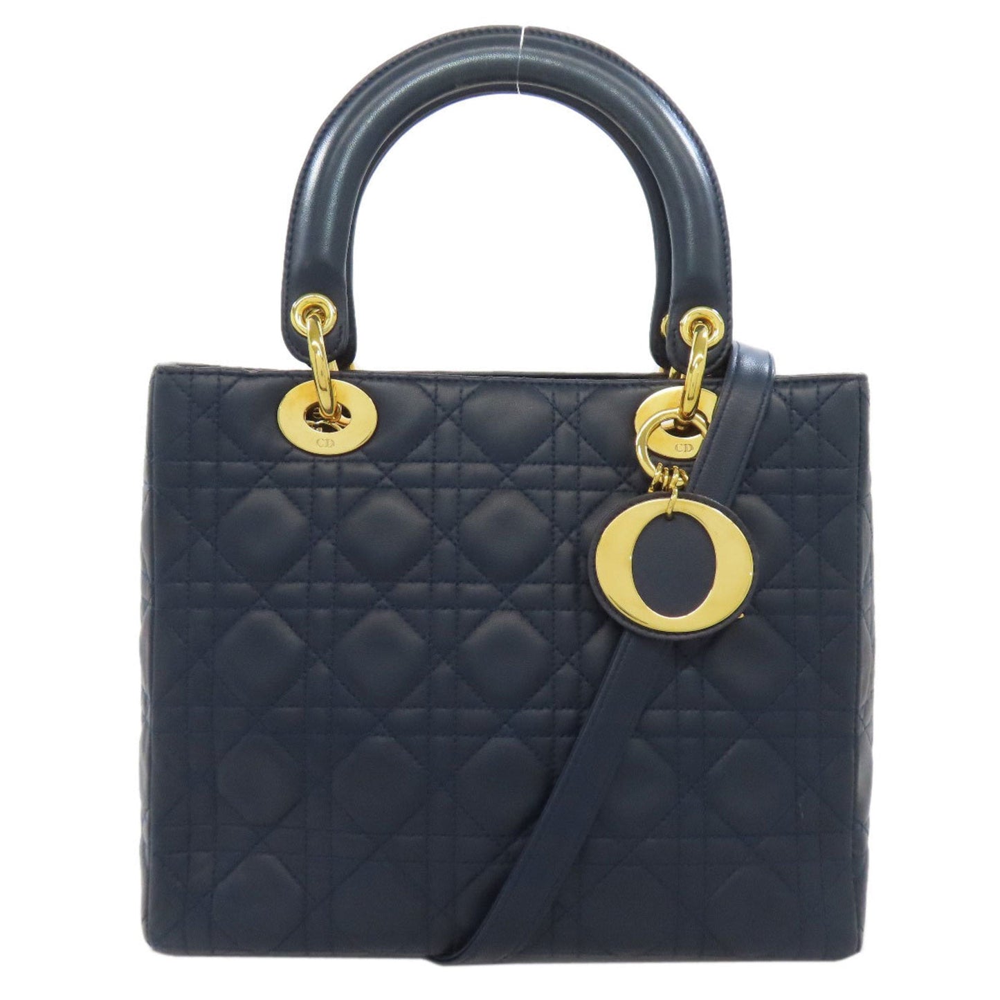 Dior Handbag Christian Leather Blue Navy