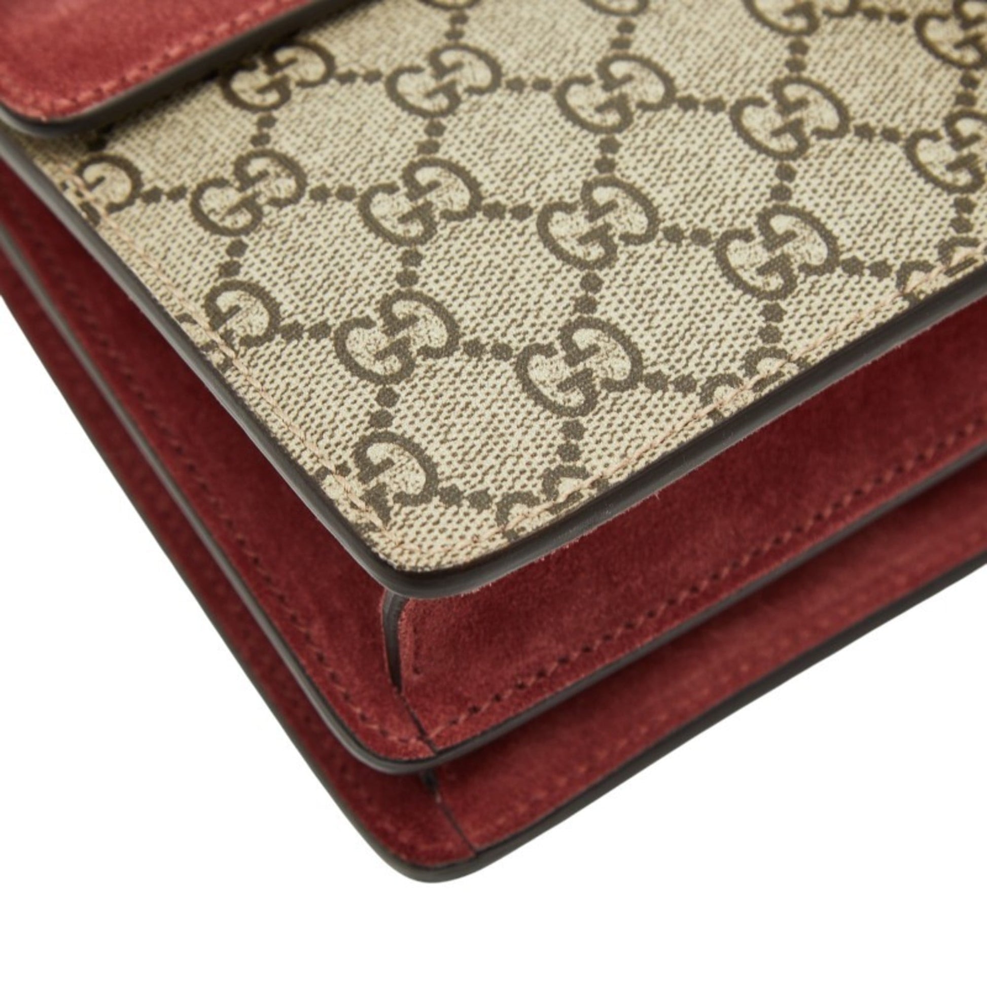 Gucci Beige Red Color Pvc Suede Shoulder Bag