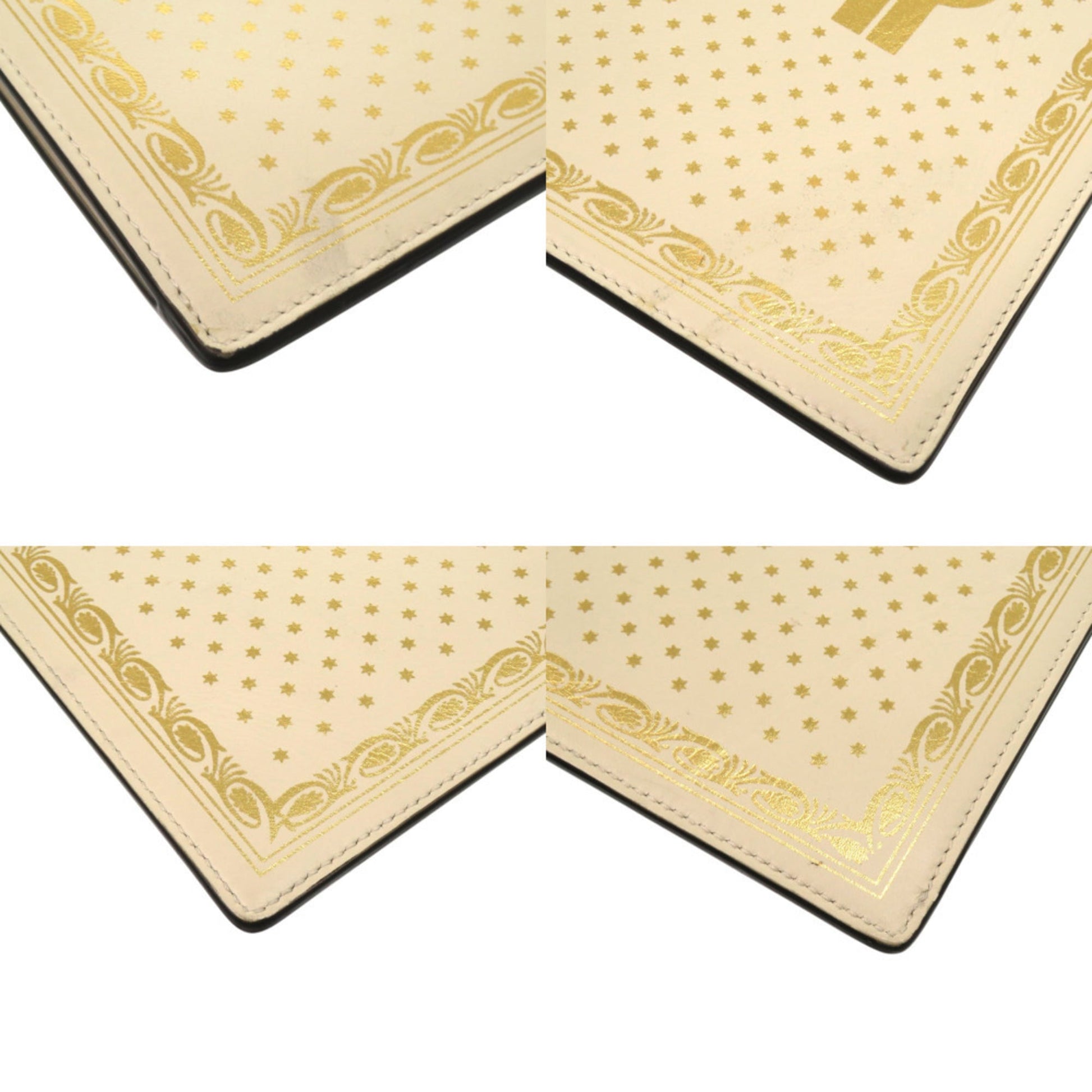 Gucci Gold Ivory Leather Clutch Bag