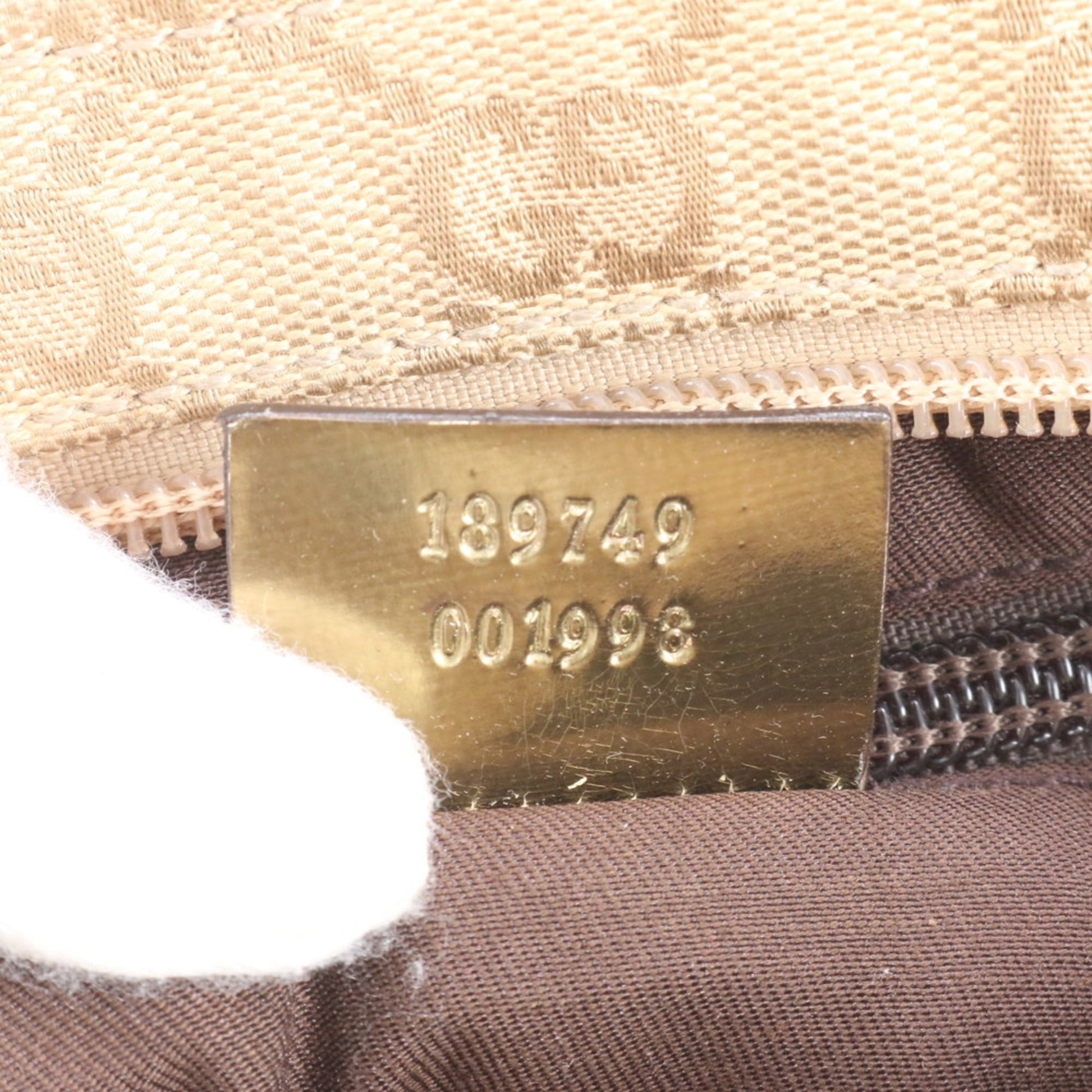 Gucci Beige Leather Canvas Shoulder Bag