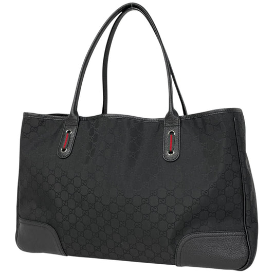 Gucci Sherry Line Black Nylon Leather Shoulder Bag Tote Bag