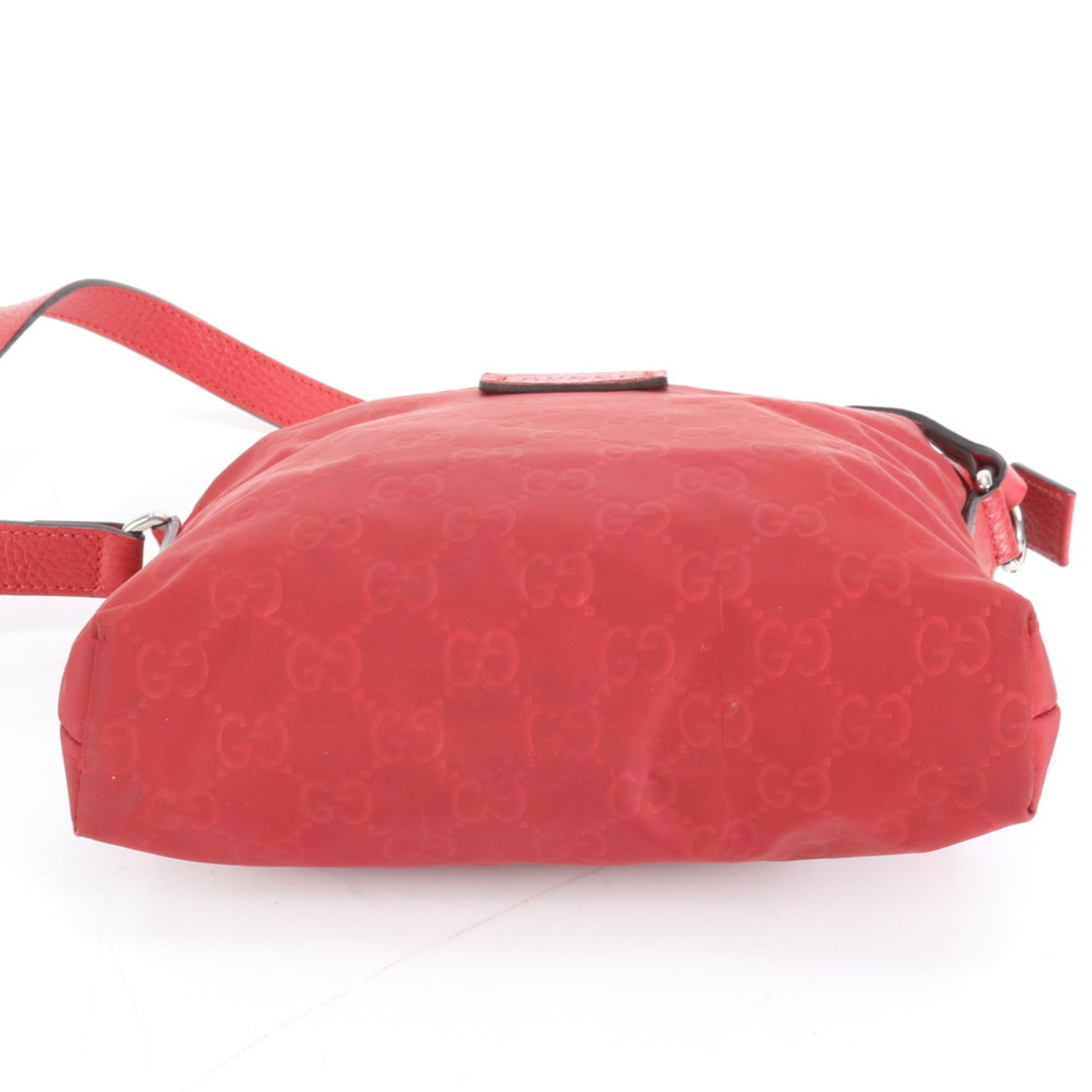 Gucci Red Color Nylon Leather Shoulder Bag