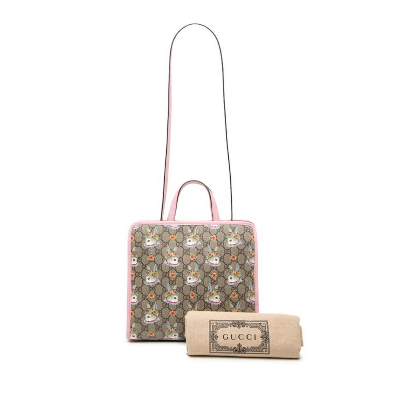 Gucci Beige Multi-Color Pink Pvc Leather Handbag Shoulder Bag