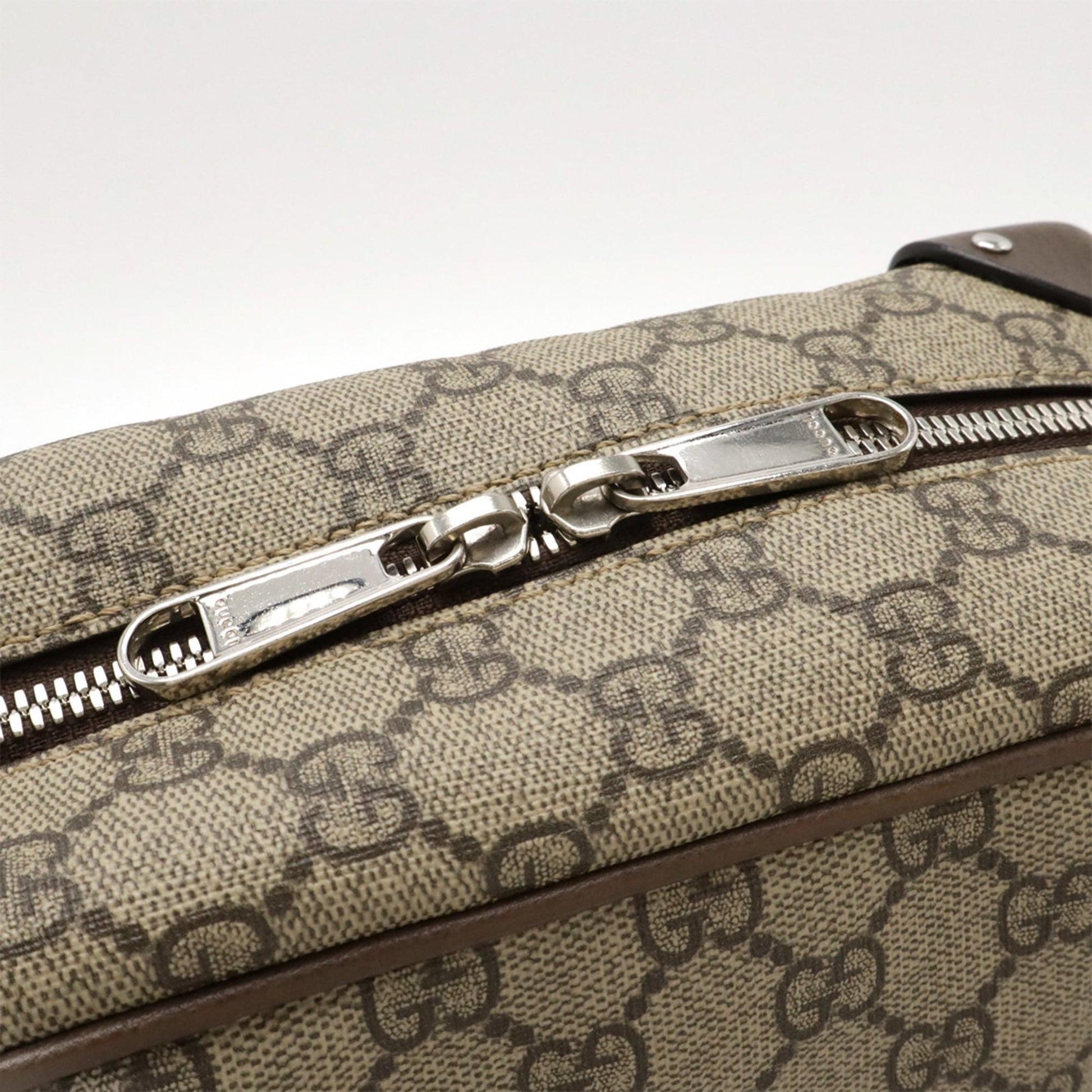 Gucci Beige Dark Brown Gg Supreme Leather Shoulder Bag