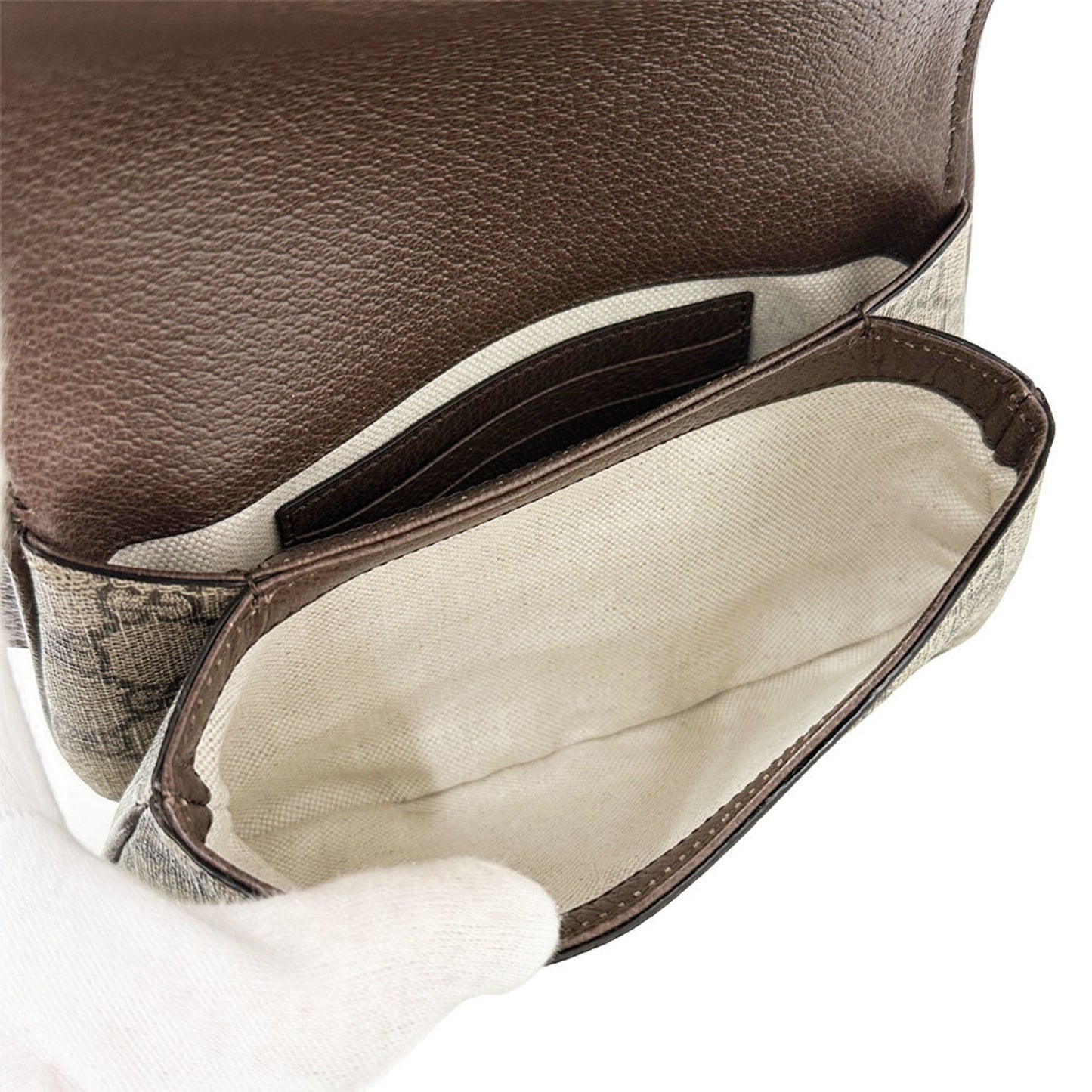 Gucci Beige Brown Gg Supreme Canvas Sling Bag