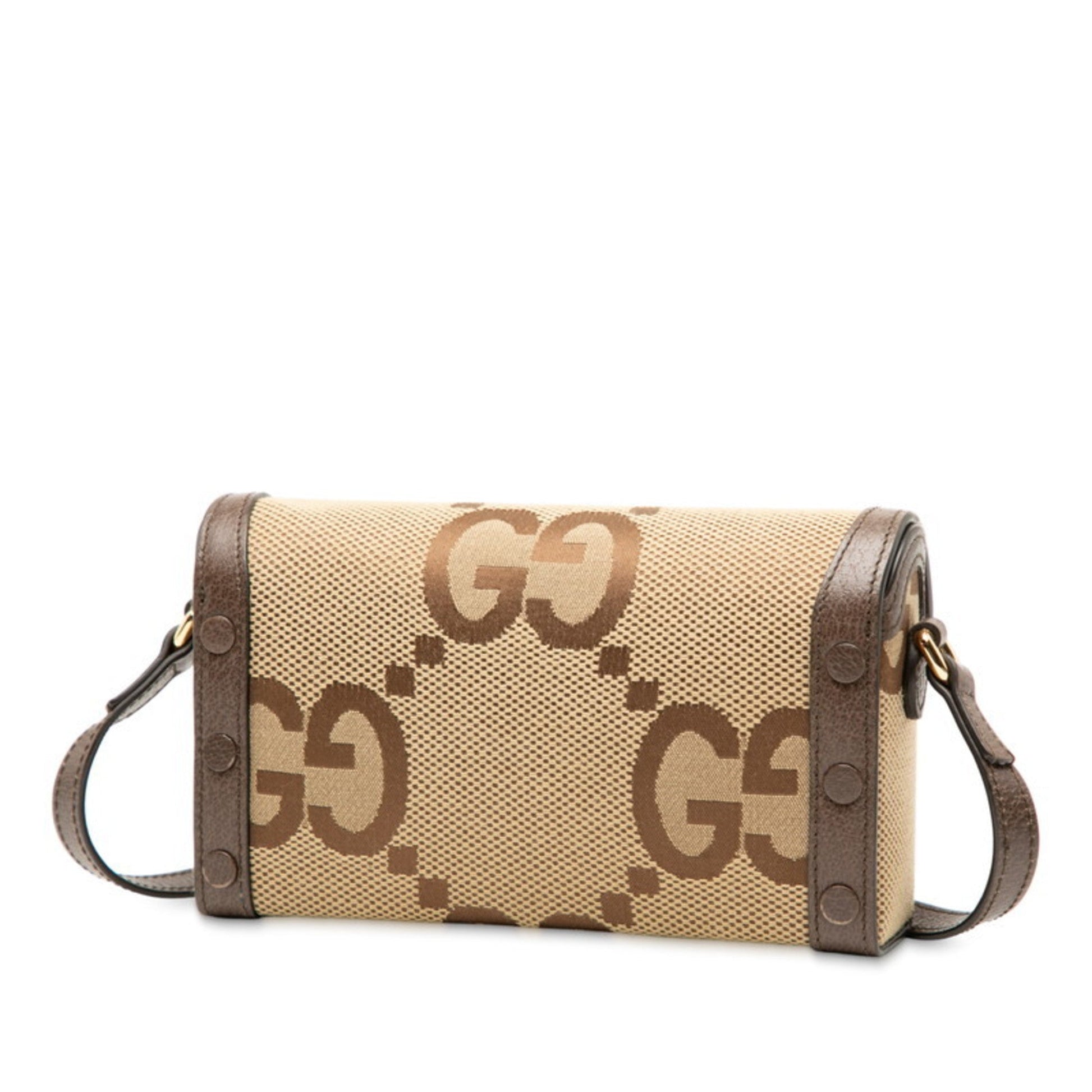 Gucci Brown Canvas Leather Shoulder Bag