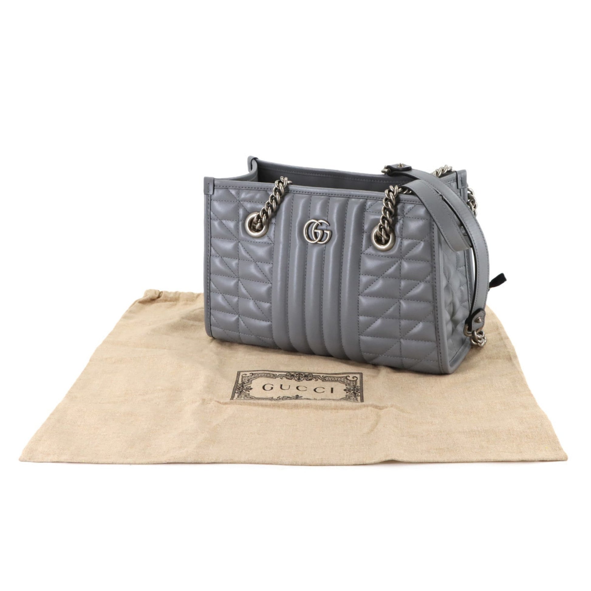 Gucci Gray Leather Tote Bag