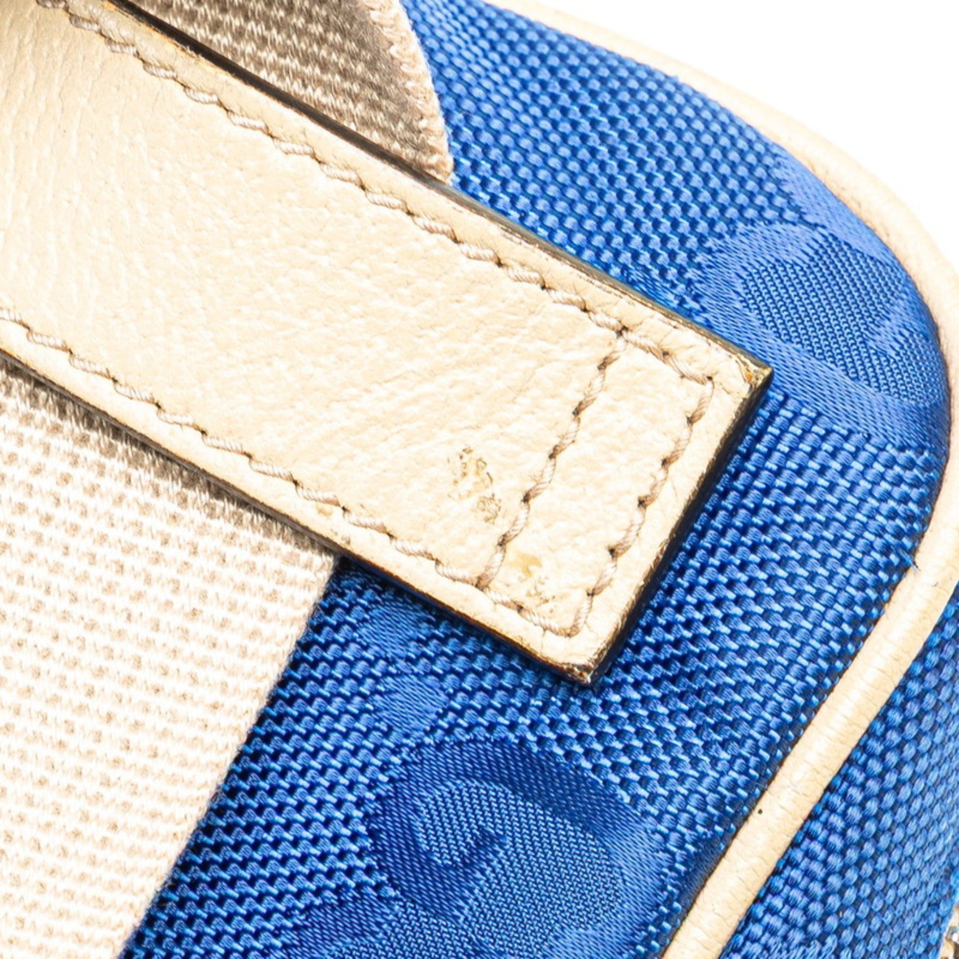 Gucci Beige Blue Nylon Leather Sling Bag