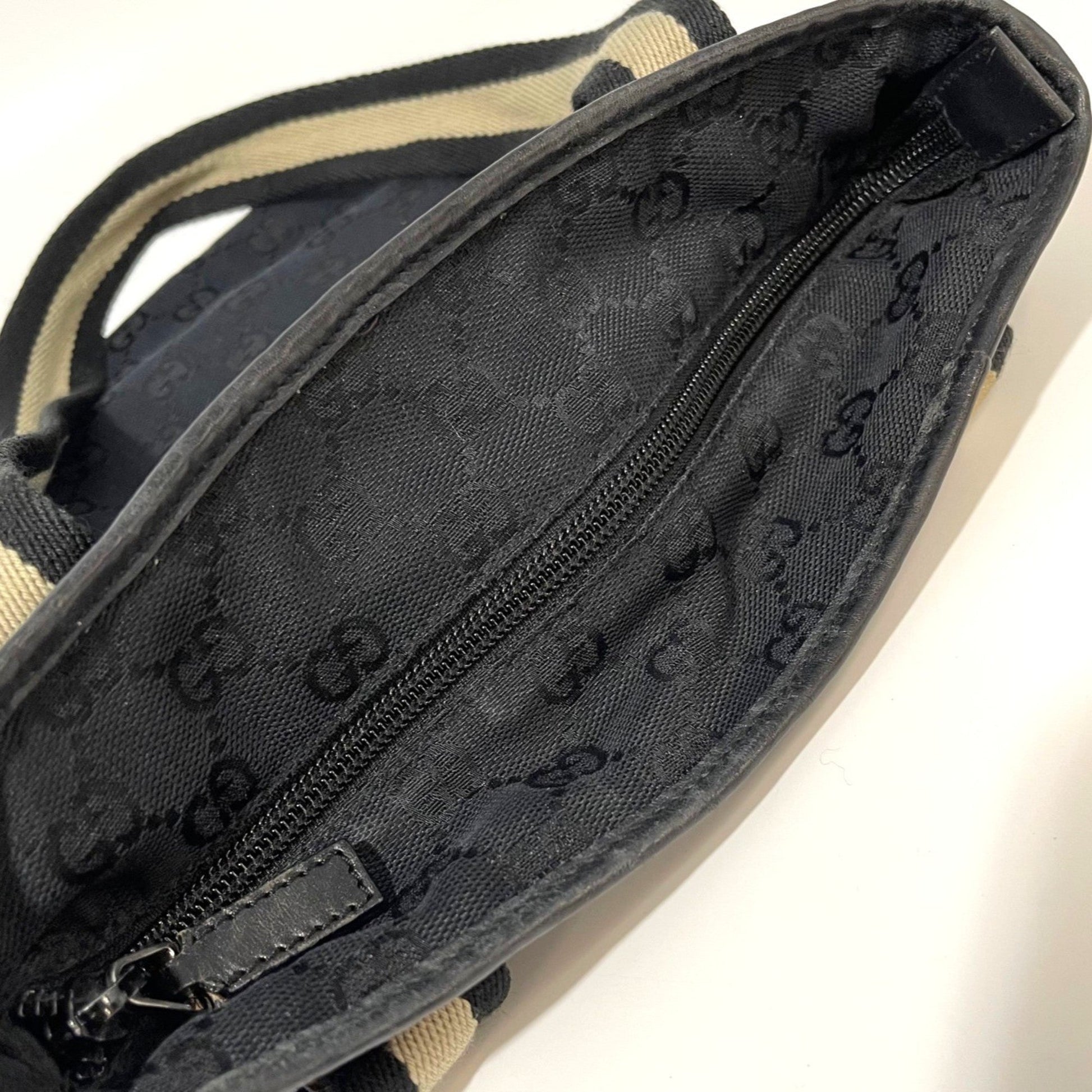 Gucci Black Gg Canvas Leather Tote Bag