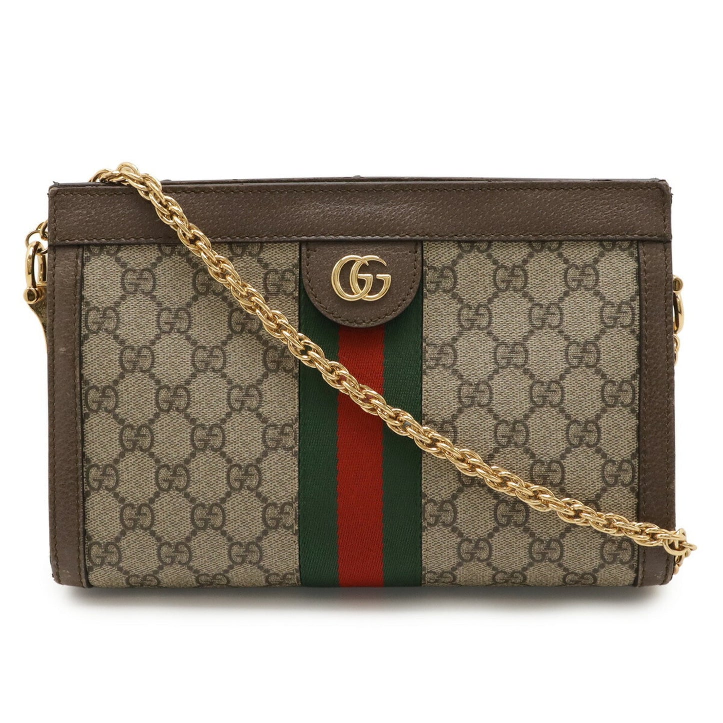 Gucci Beige Brown Green Red Color Gg Supreme Canvas Pvc Coated Canvas Leather Shoulder Bag