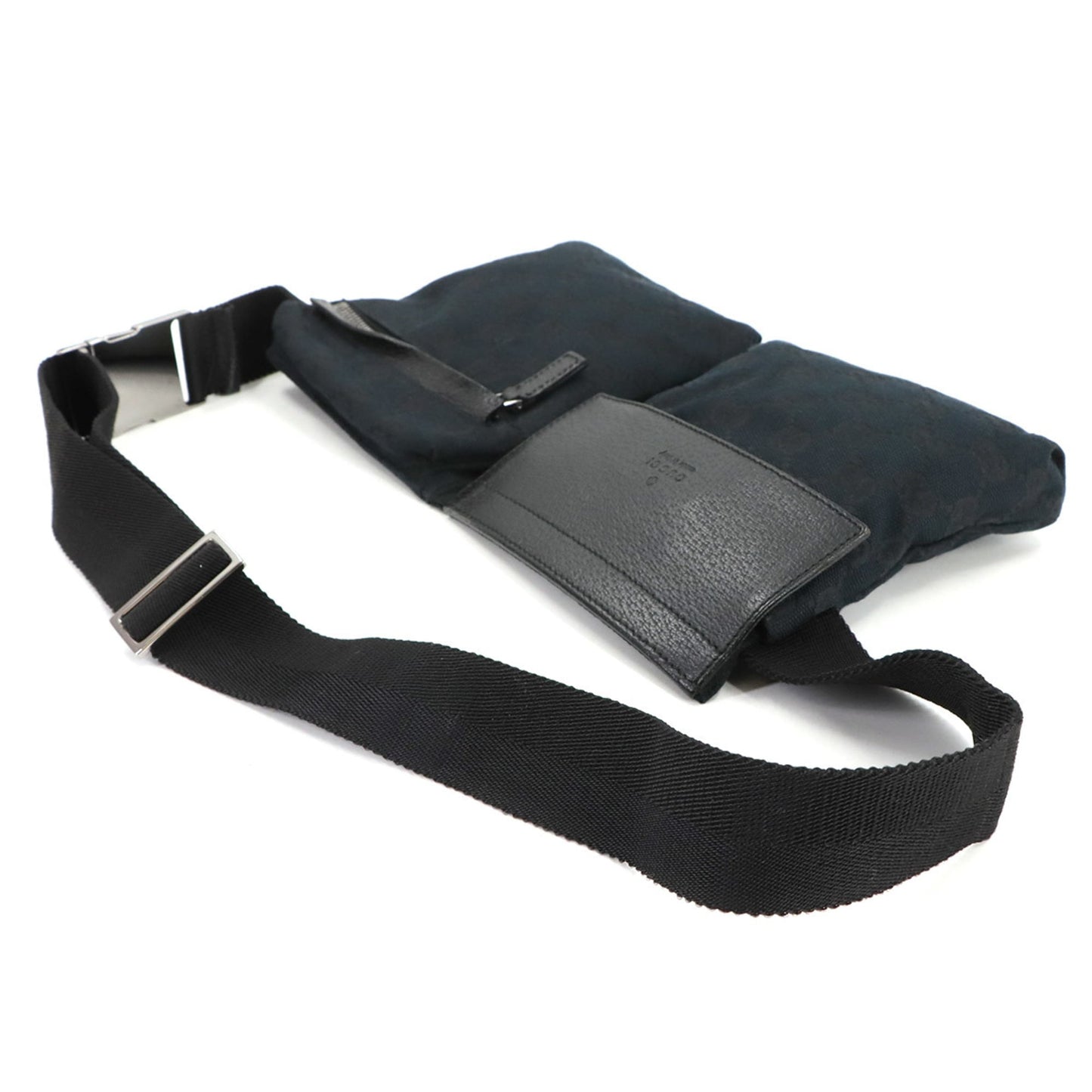 Gucci Black Gg Canvas Leather Fanny Pack