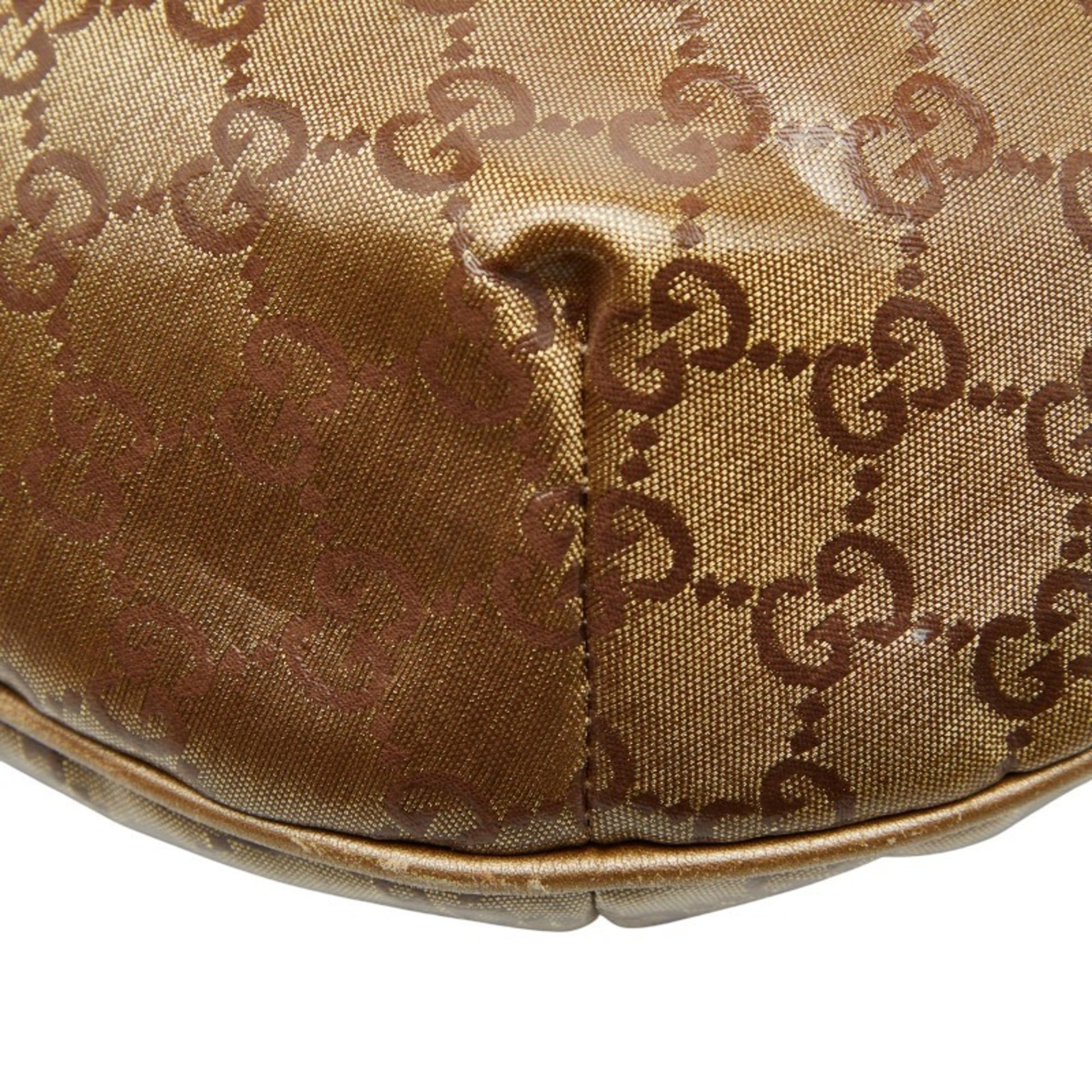 Gucci Gold Brown Gray Canvas Leather Shoulder Bag