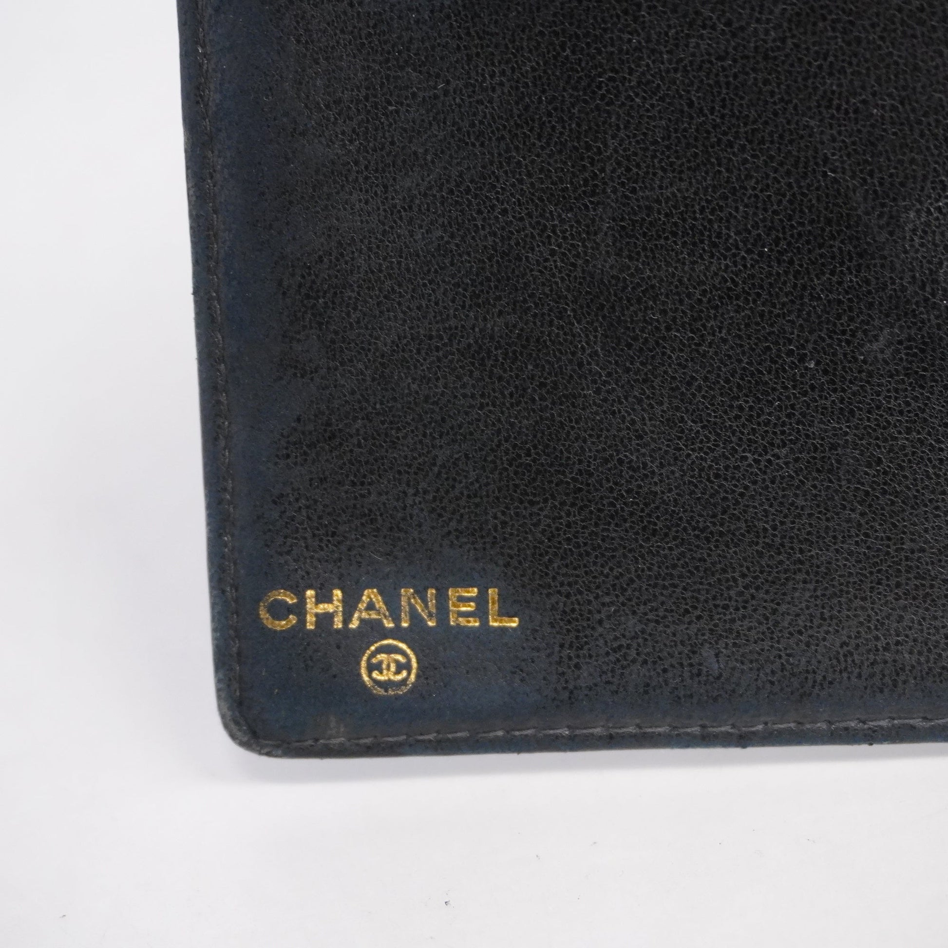 ChanelAuth  Gold Hardware Women's Caviar Leather Long Wallet Black