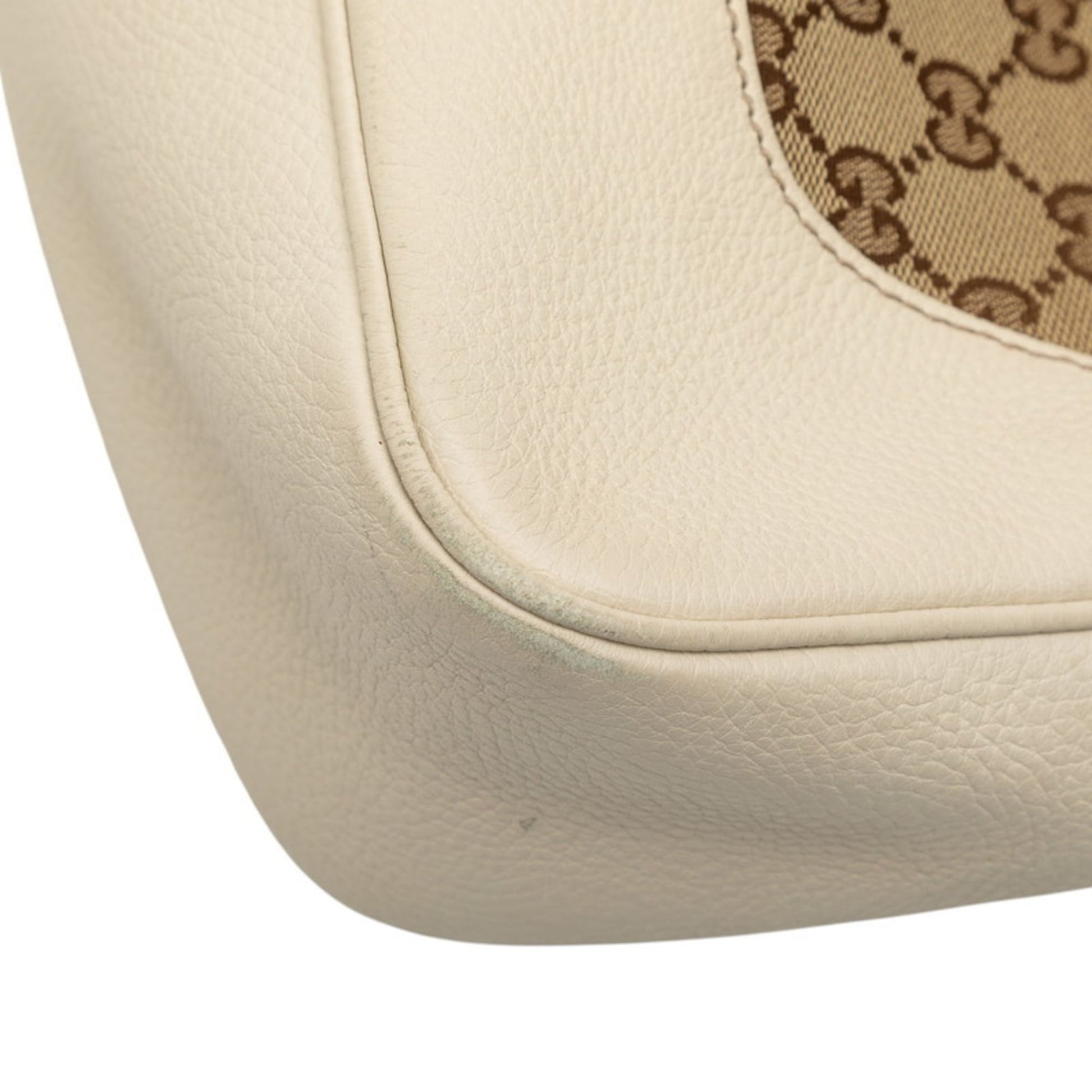 Gucci Beige White Canvas Leather Shoulder Bag