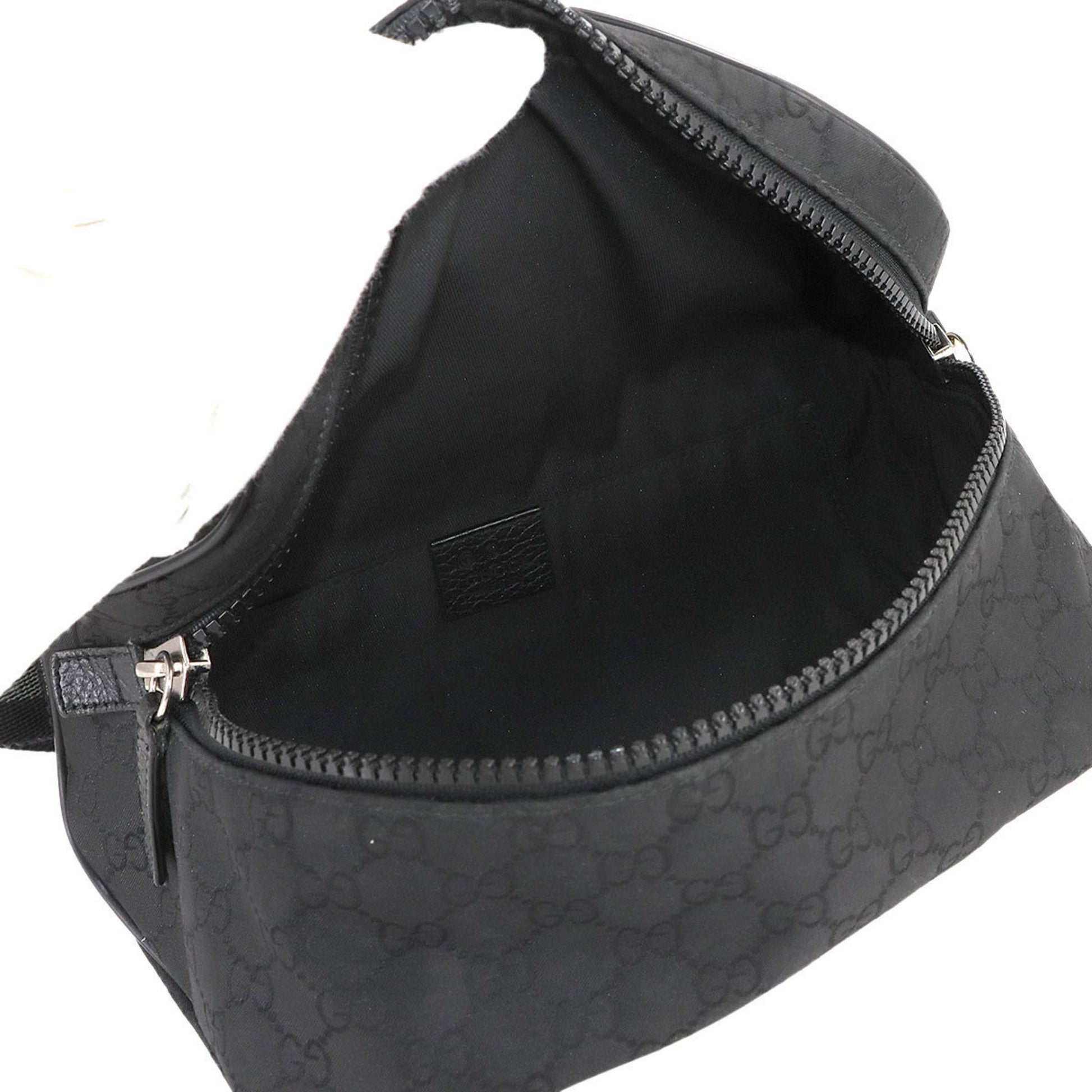 Gucci Black Nylon Leather Fanny Pack Sling Bag