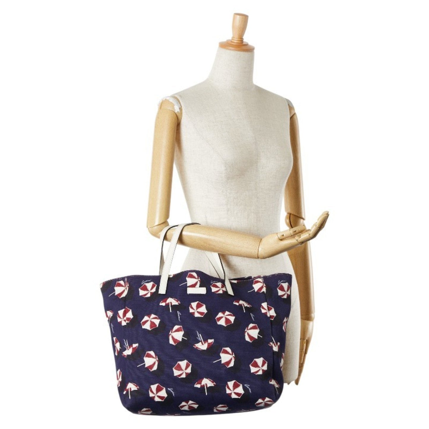 Gucci Multi-Color Navy Canvas Leather Handbag Tote Bag