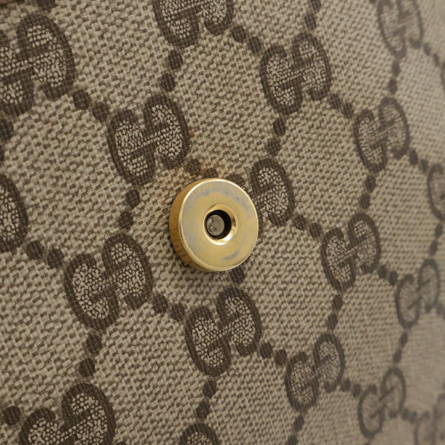 Gucci Gg Plus Beige Coated Canvas Leather Clutch Bag Pochette Shoulder Bag