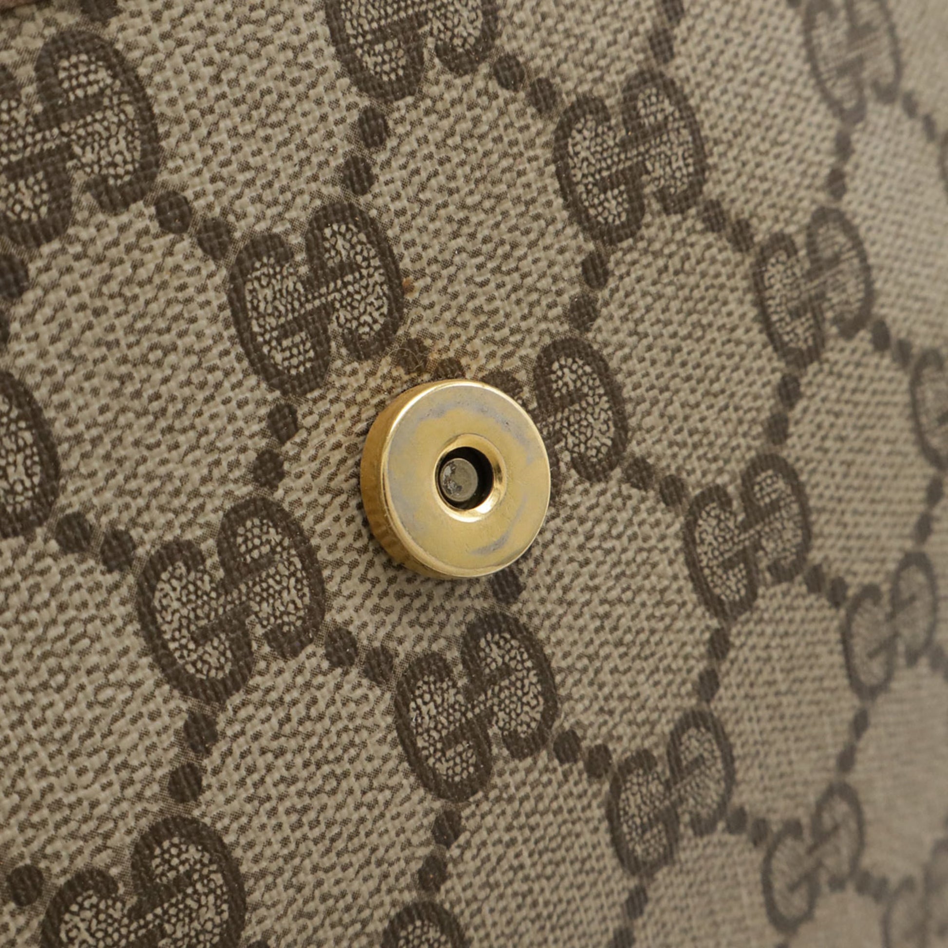 Gucci Gg Plus Beige Coated Canvas Leather Clutch Bag Pochette Shoulder Bag
