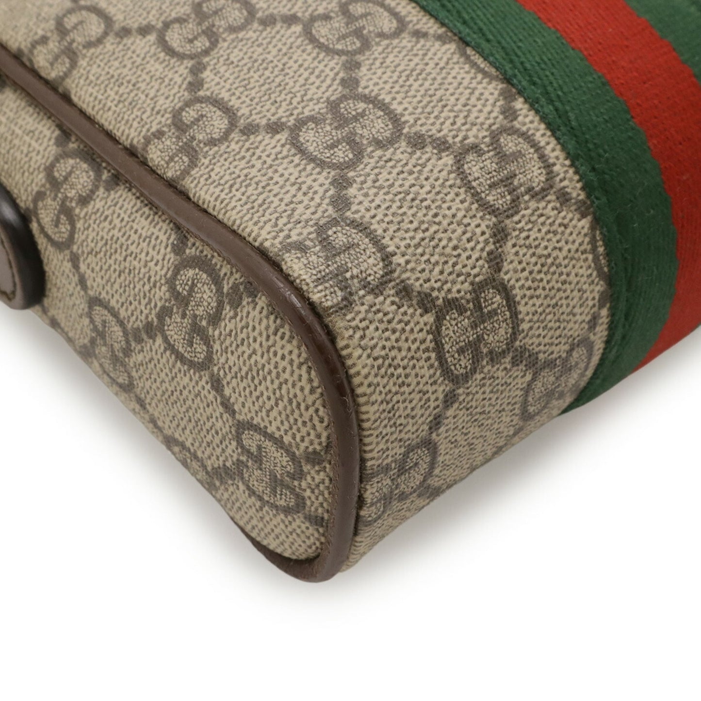 Gucci Beige Brown Green Red Color Gg Supreme Canvas Pvc Leather Pochette Shoulder Bag