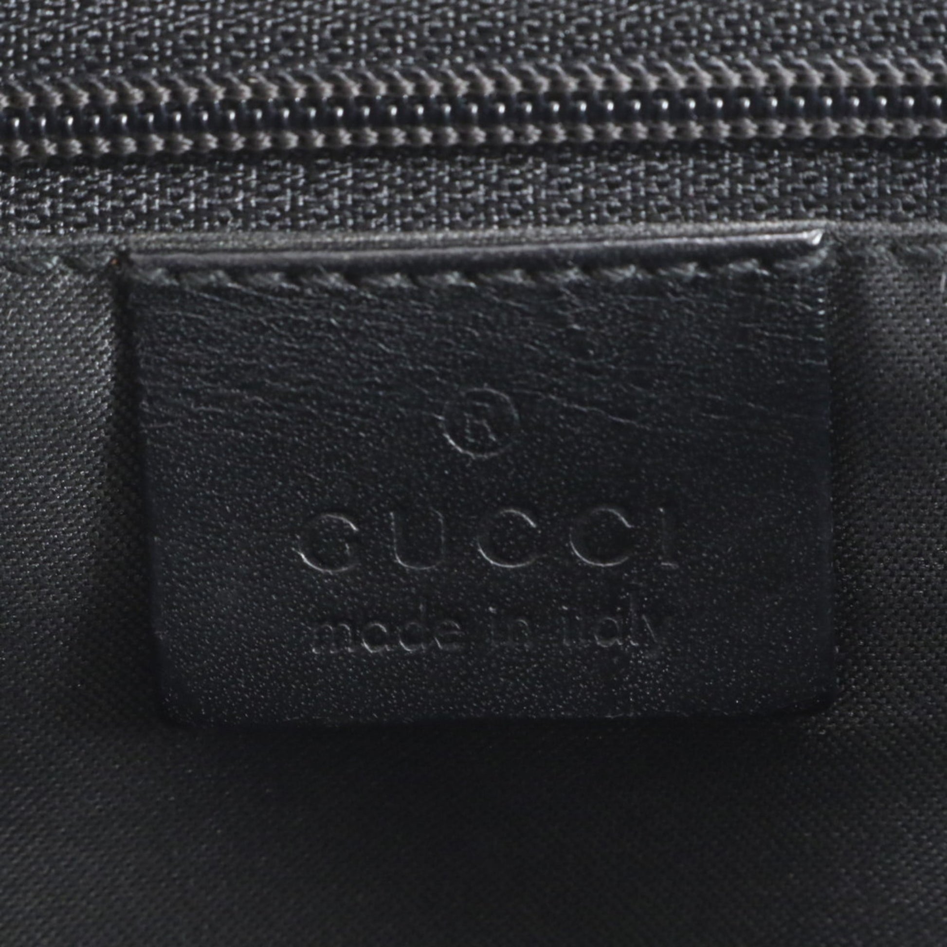 Gucci Black Leather Canvas Tote Bag