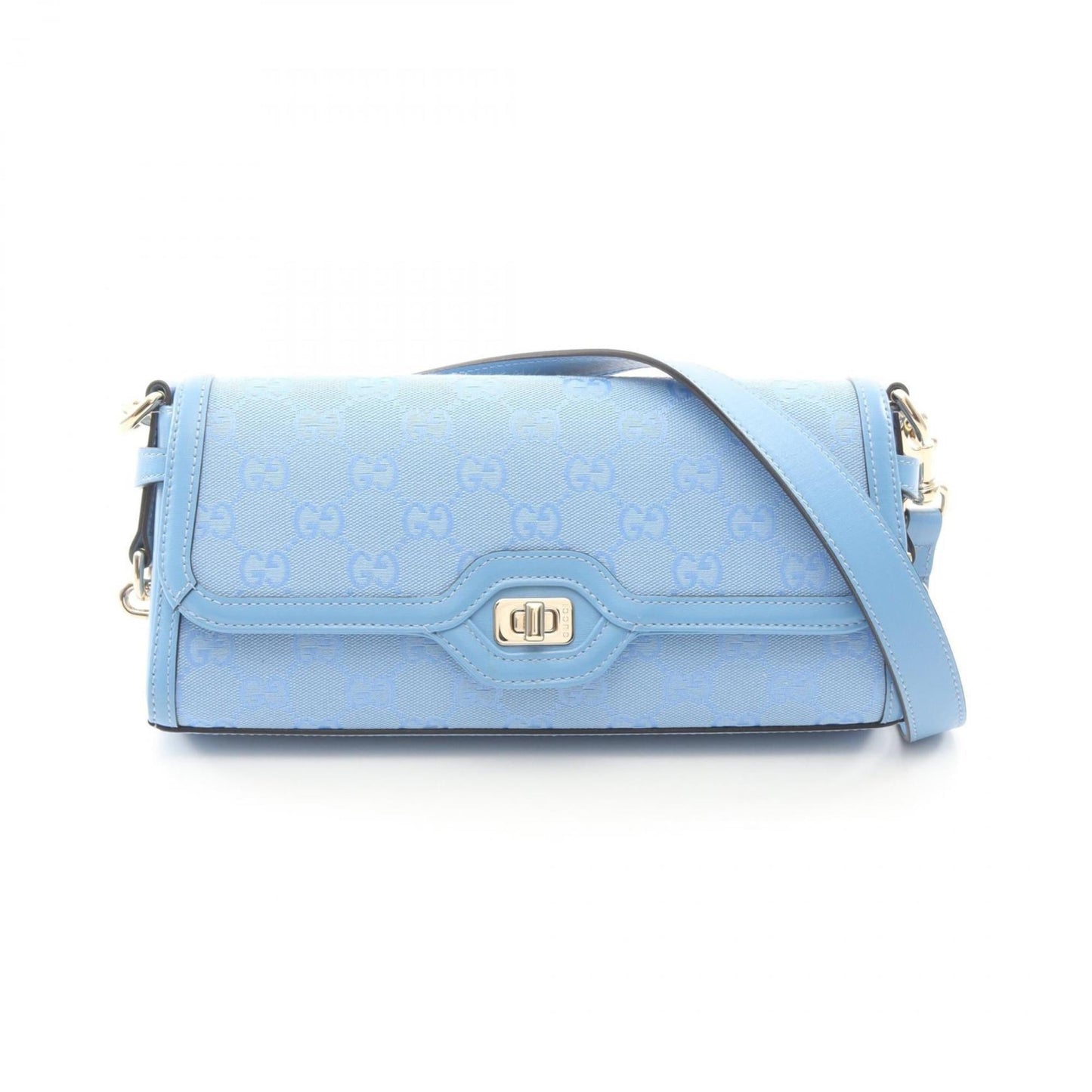 Gucci Blue Canvas Leather Shoulder Bag