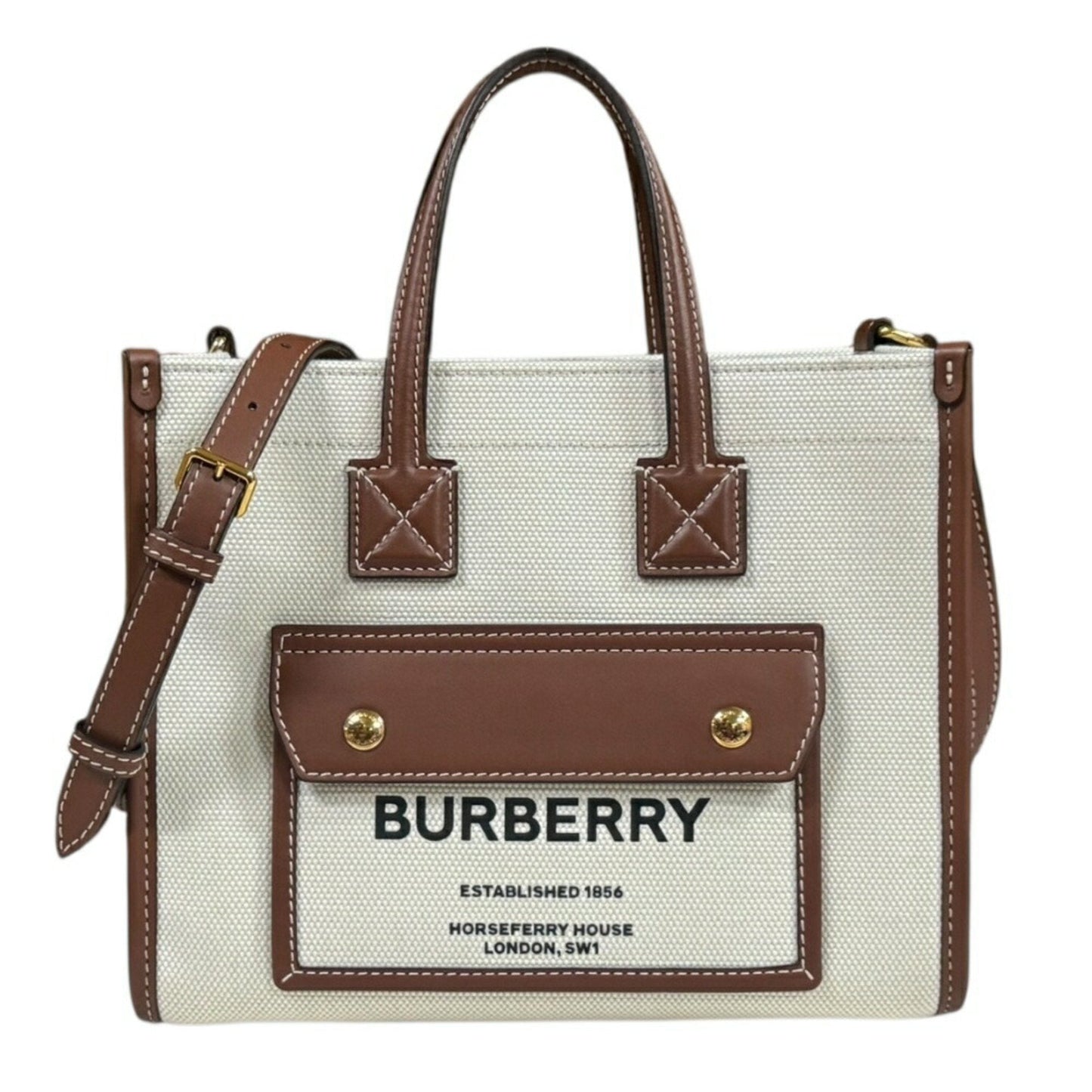 Burberry Cotton Shoulder Bag Leather Brown